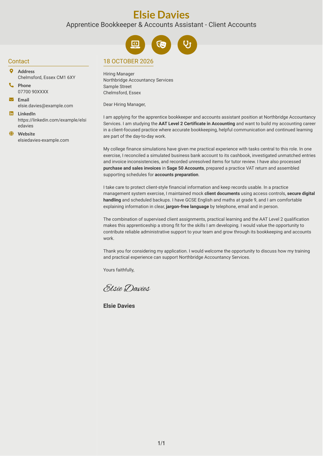 Cover letter example — page 1