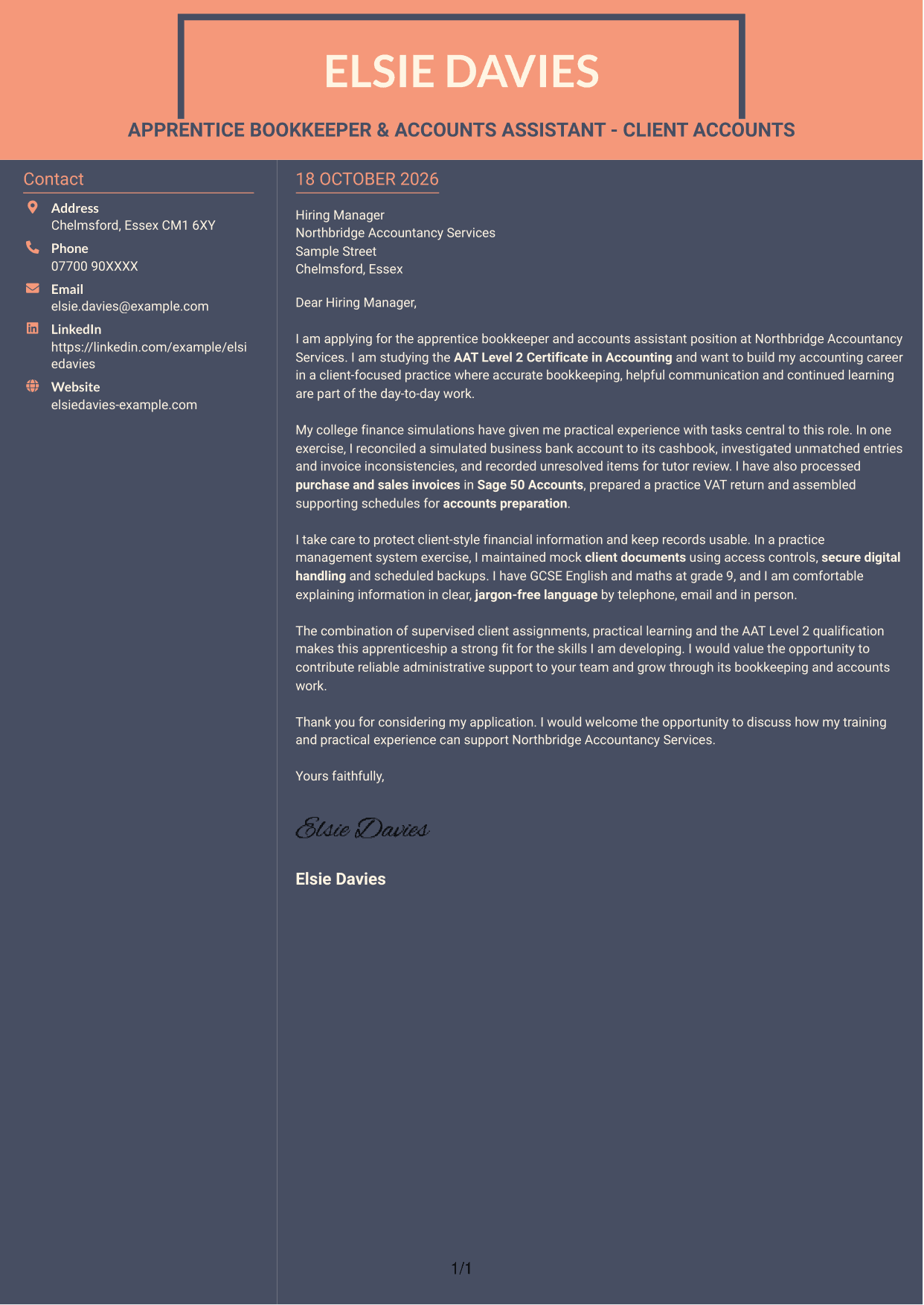 Cover letter example — page 1