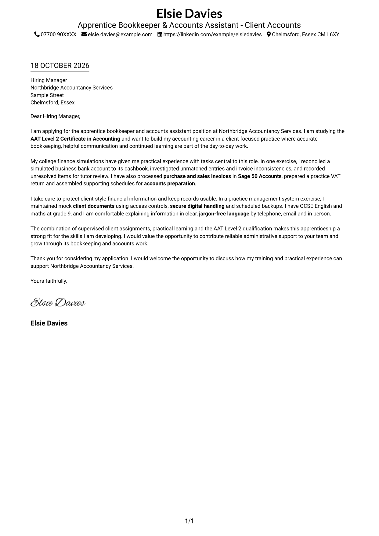 Cover letter example — page 1