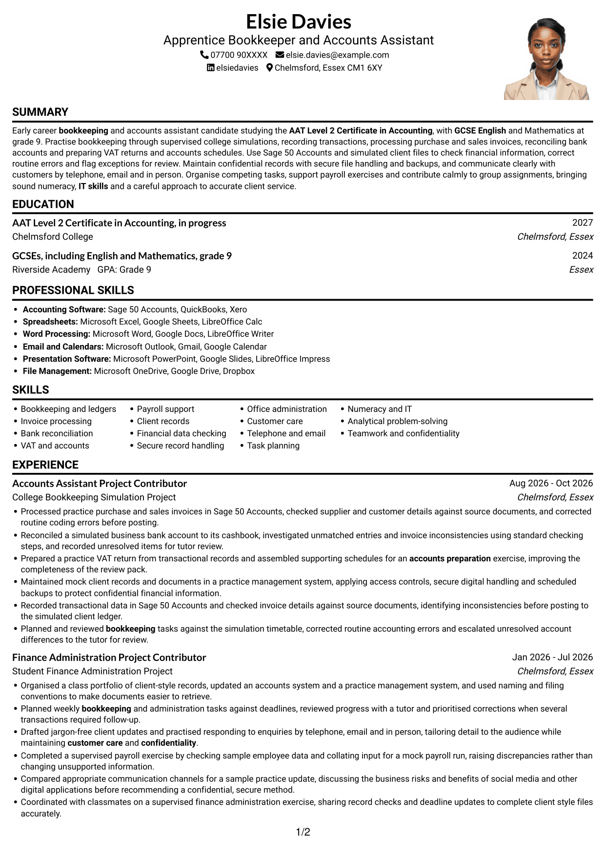 CV example — page 1