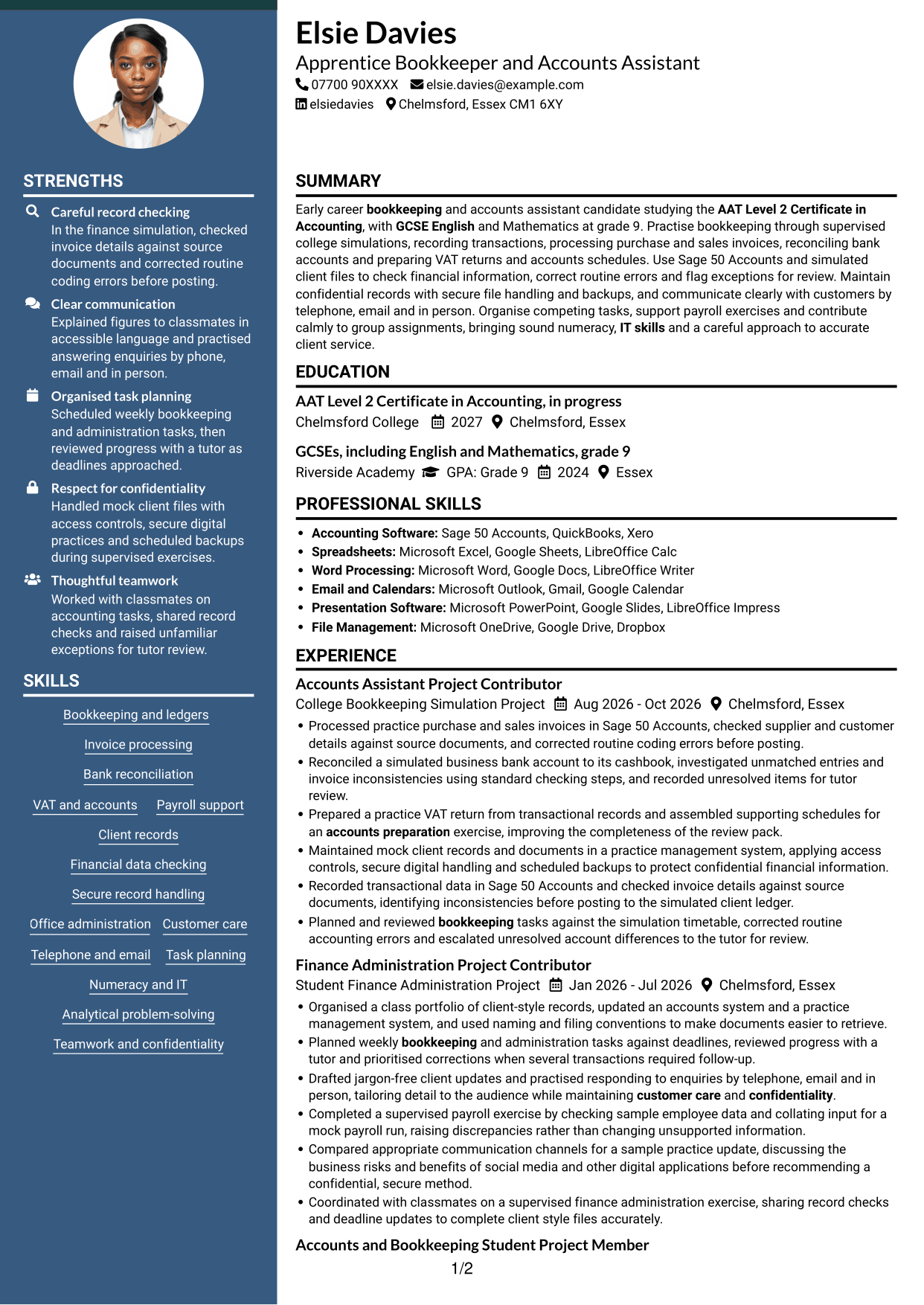 CV example — page 1