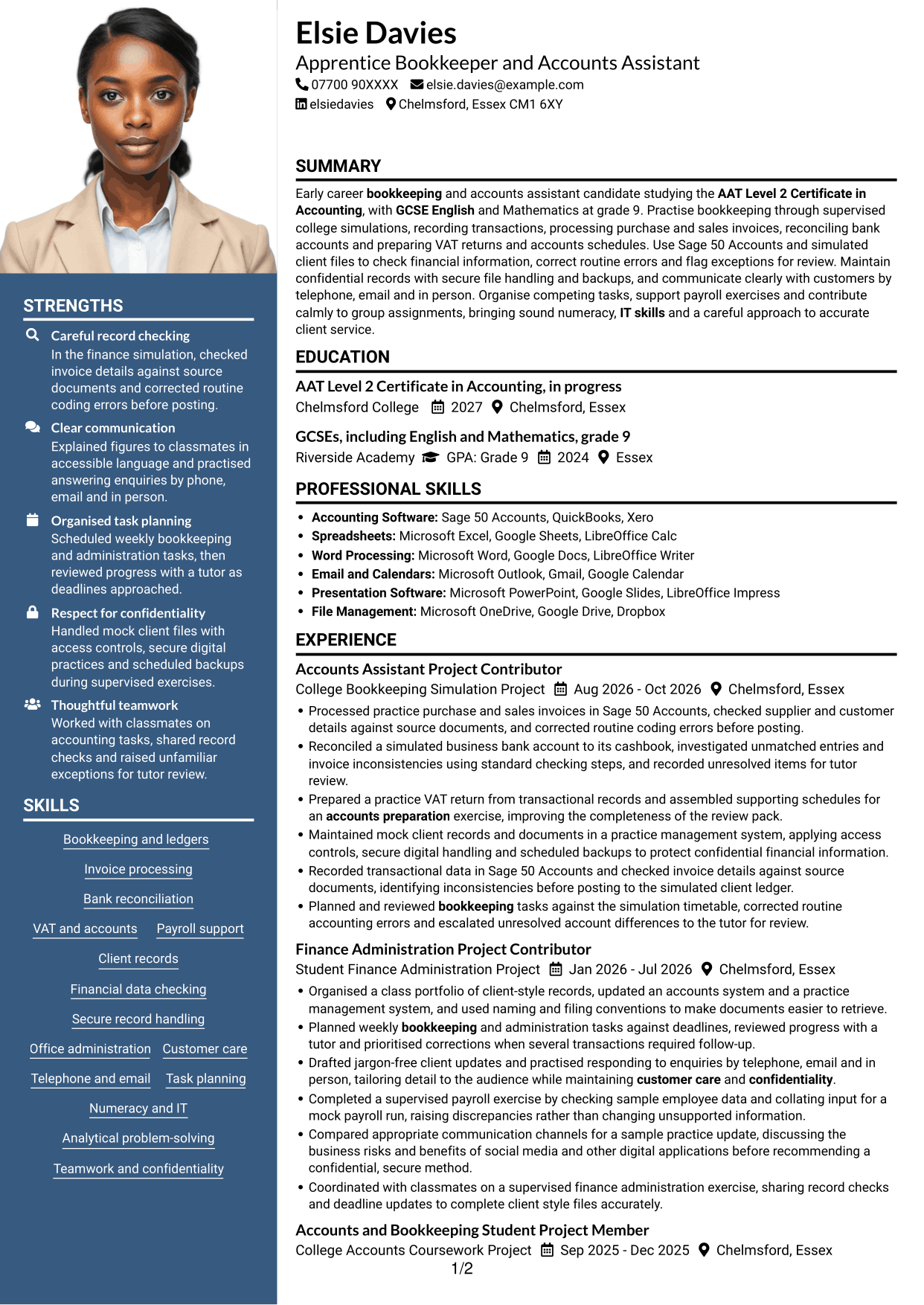 CV example — page 1