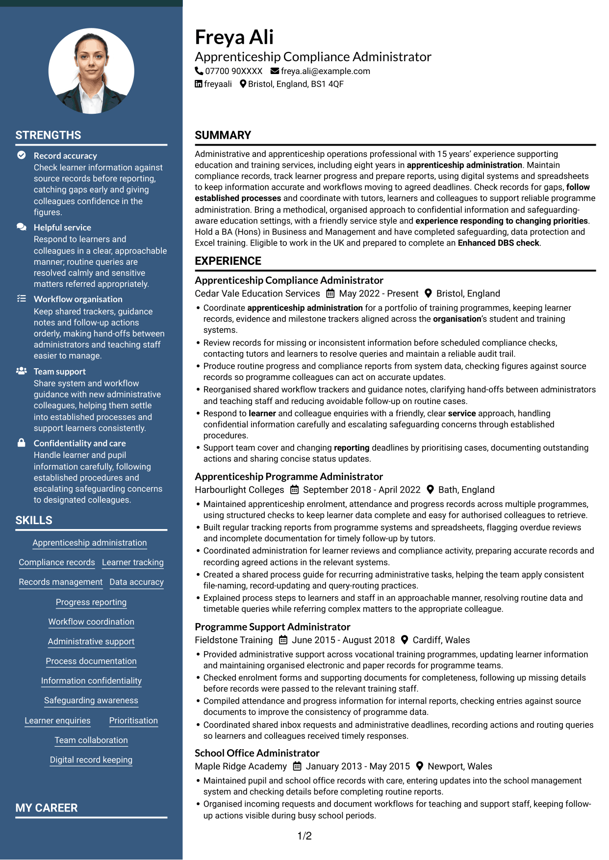 CV example — page 1