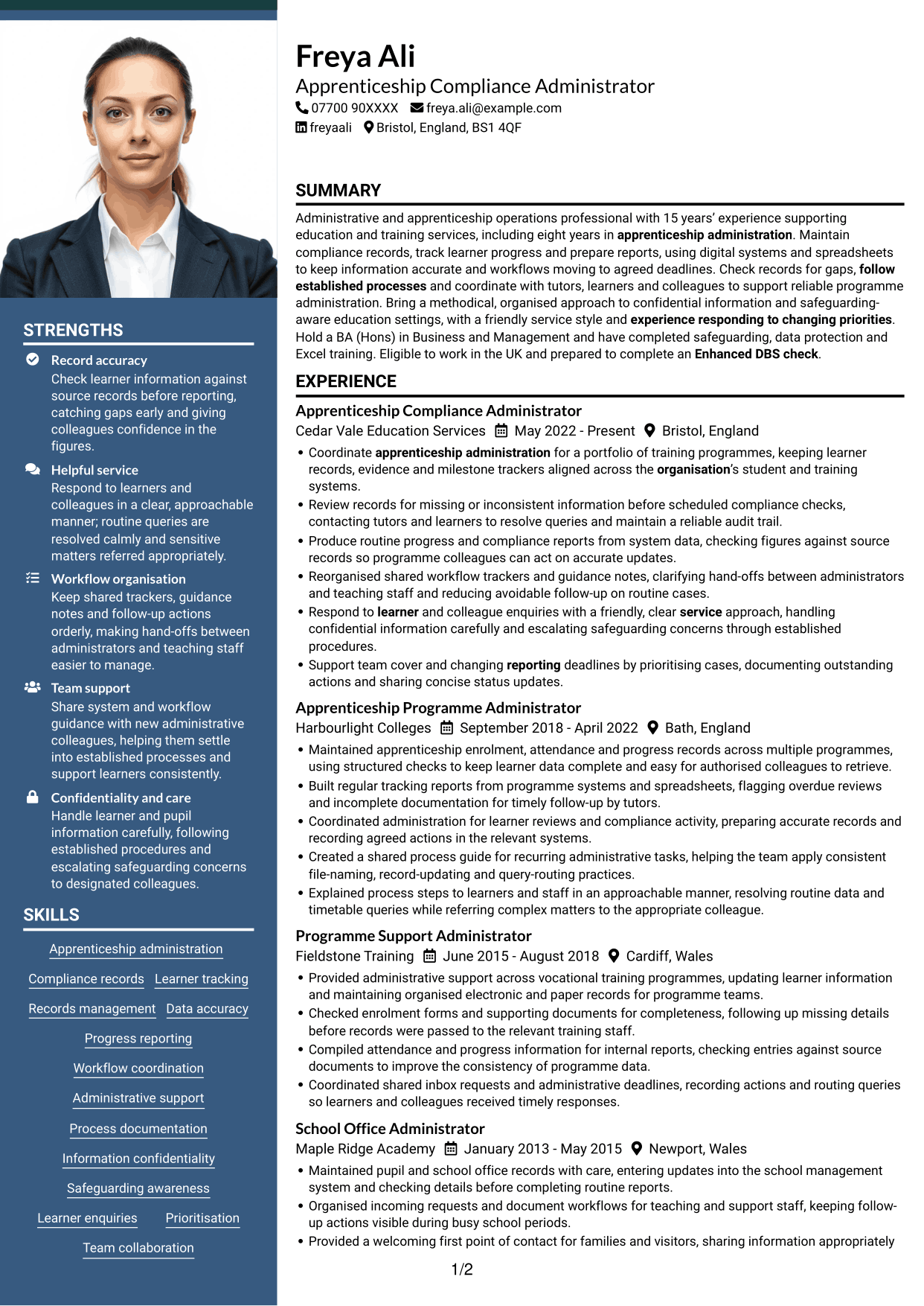CV example — page 1
