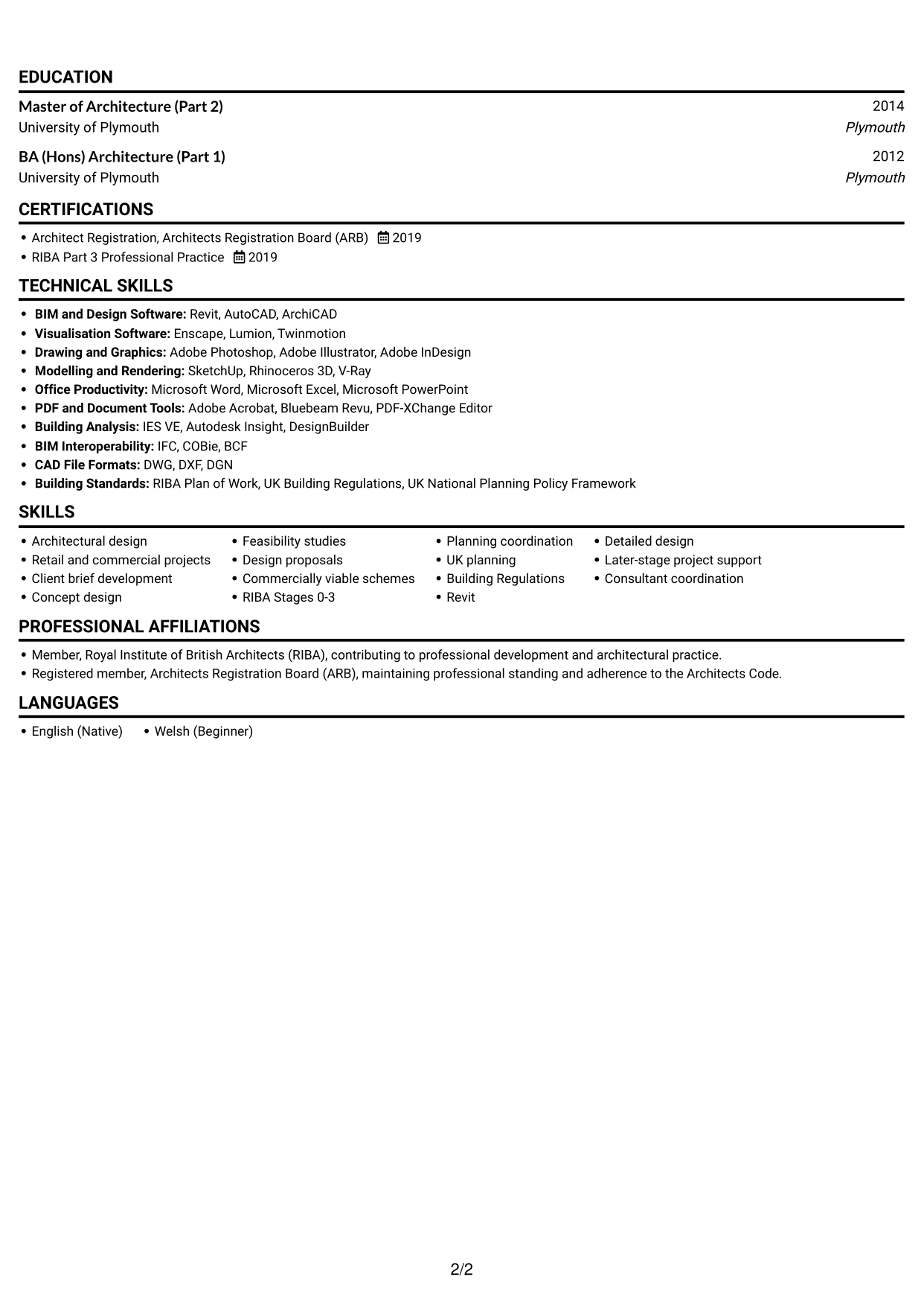 CV example — page 2