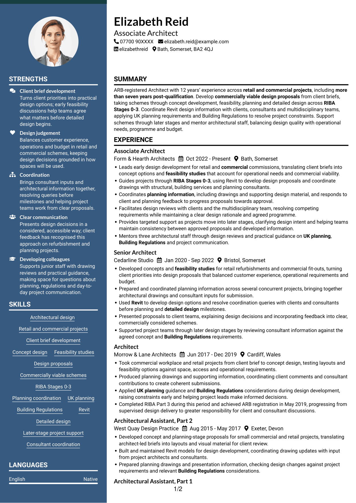 CV example — page 1