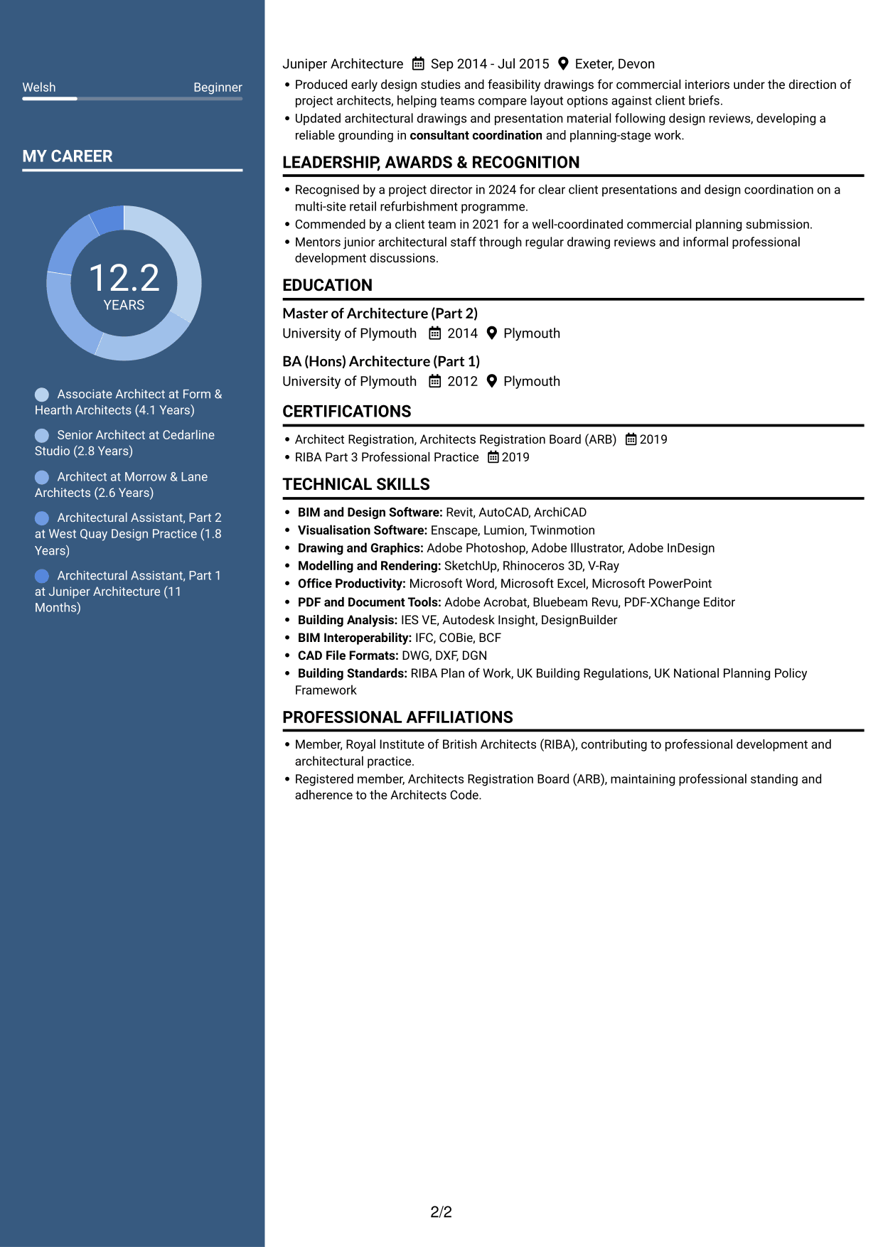 CV example — page 2