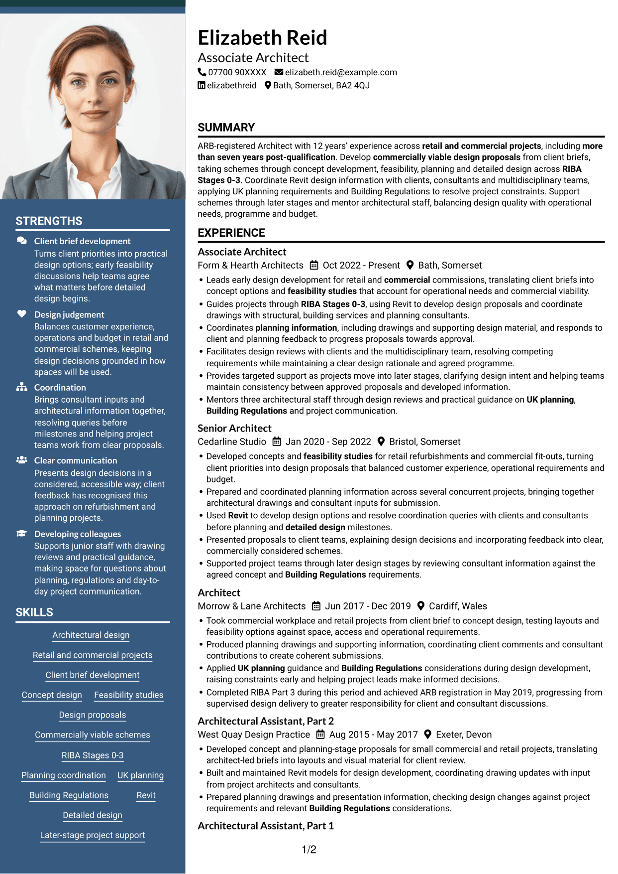 CV example — page 1