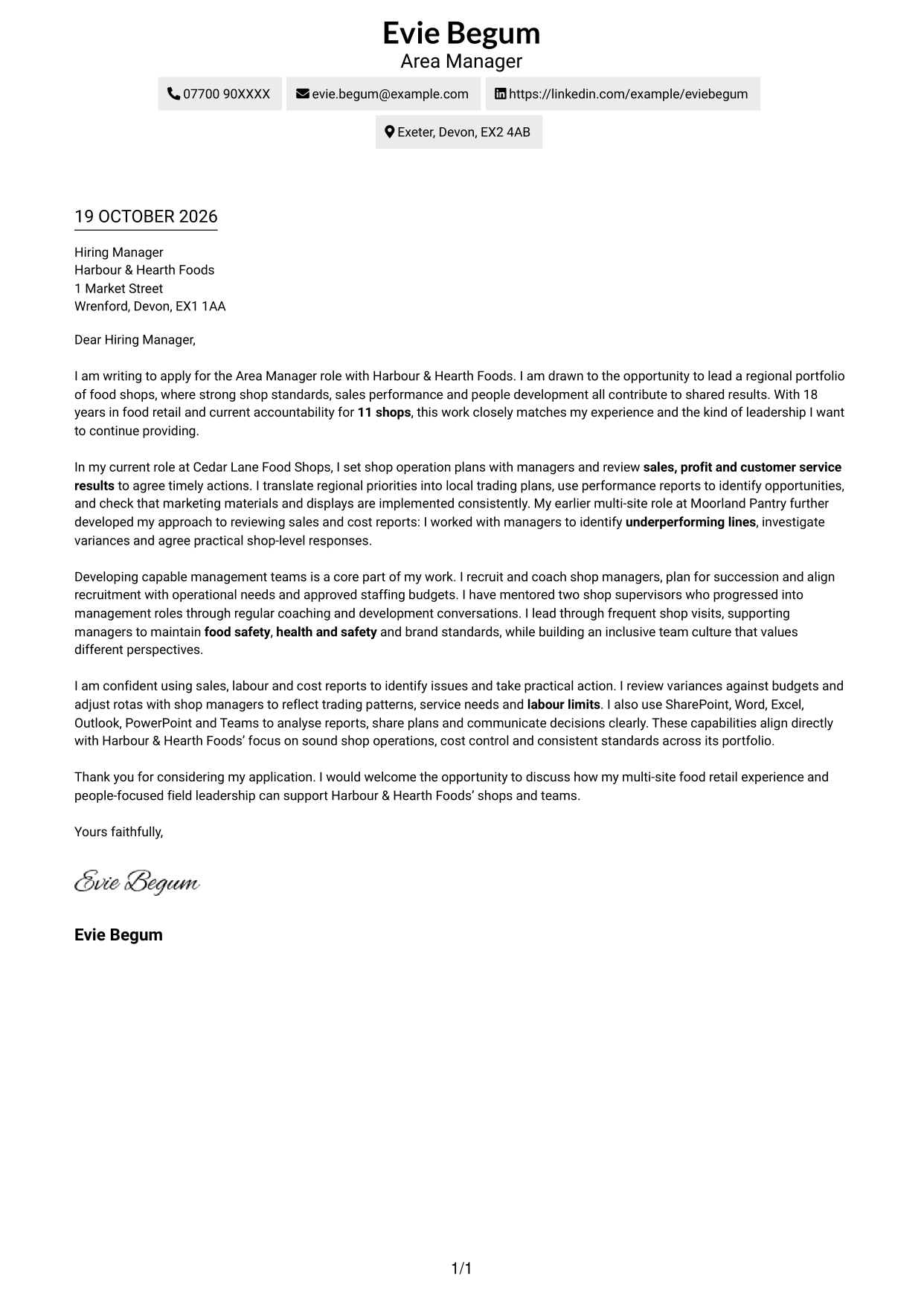 Cover letter example — page 1