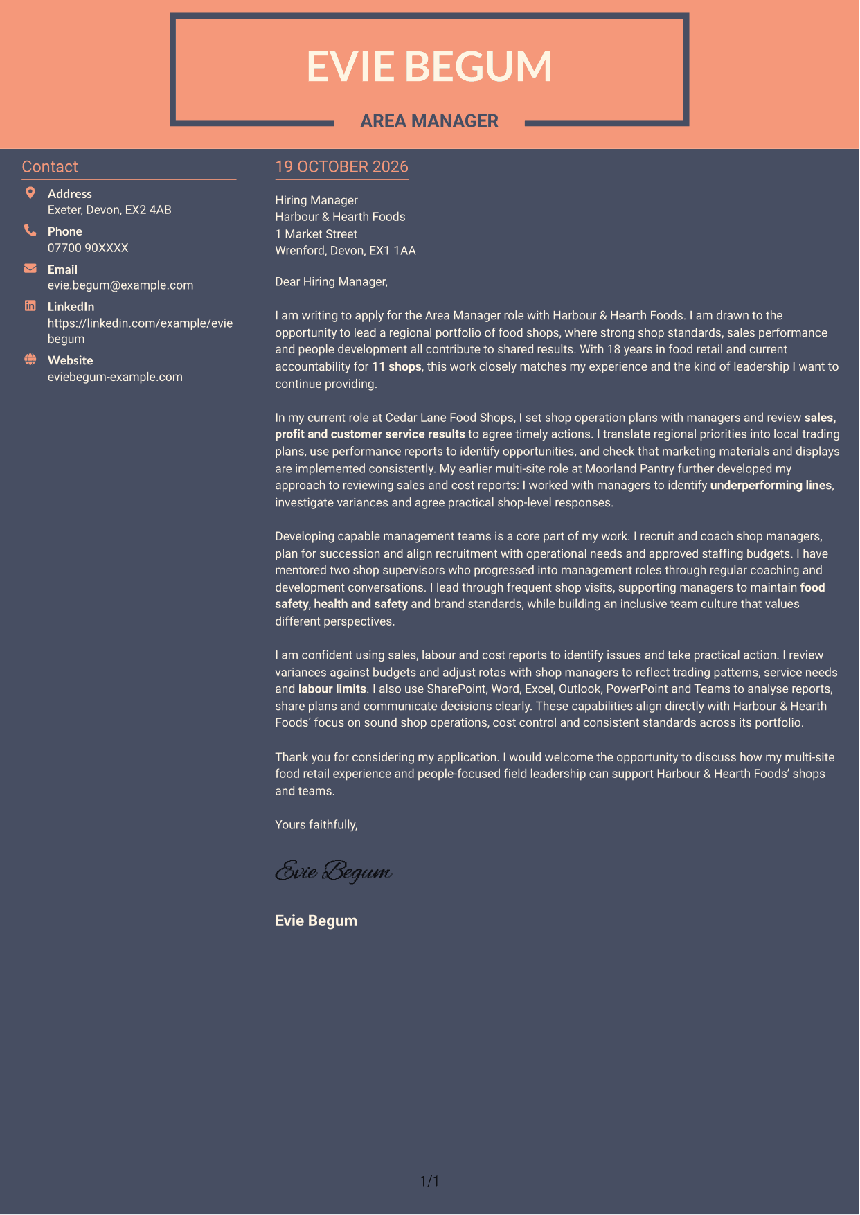 Cover letter example — page 1