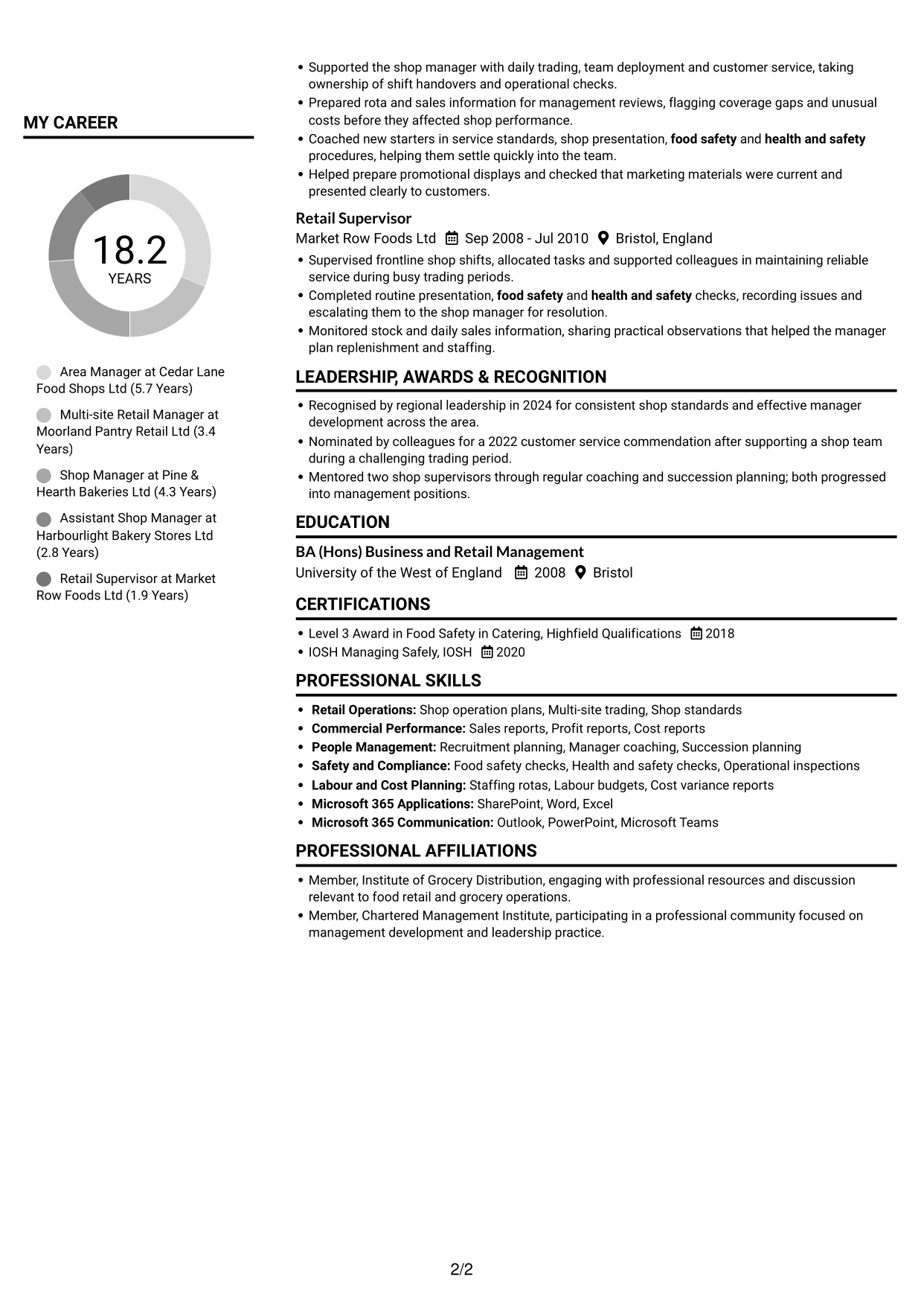 CV example — page 2