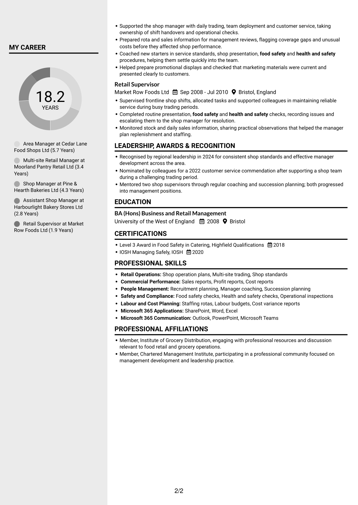 CV example — page 2