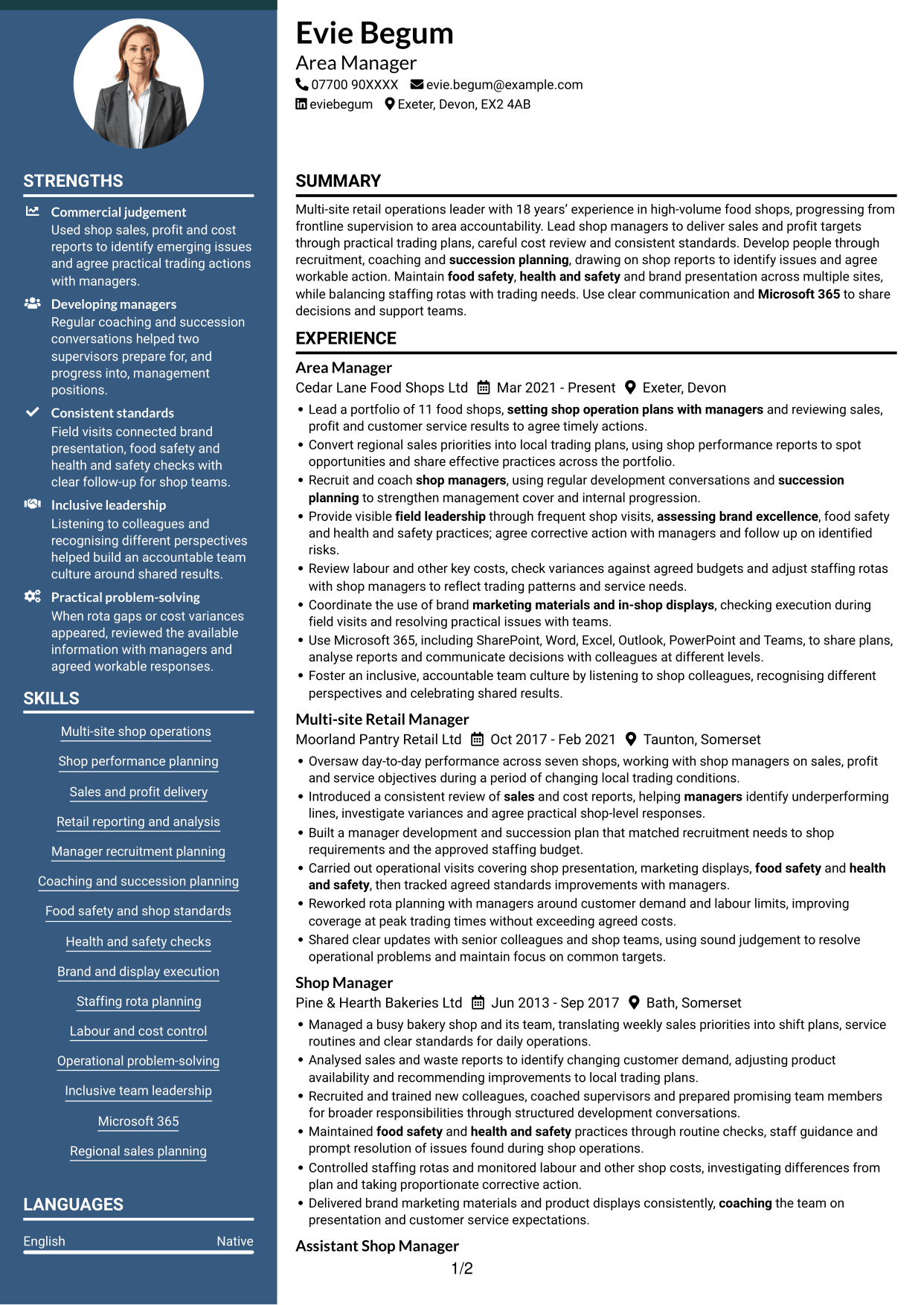 CV example — page 1