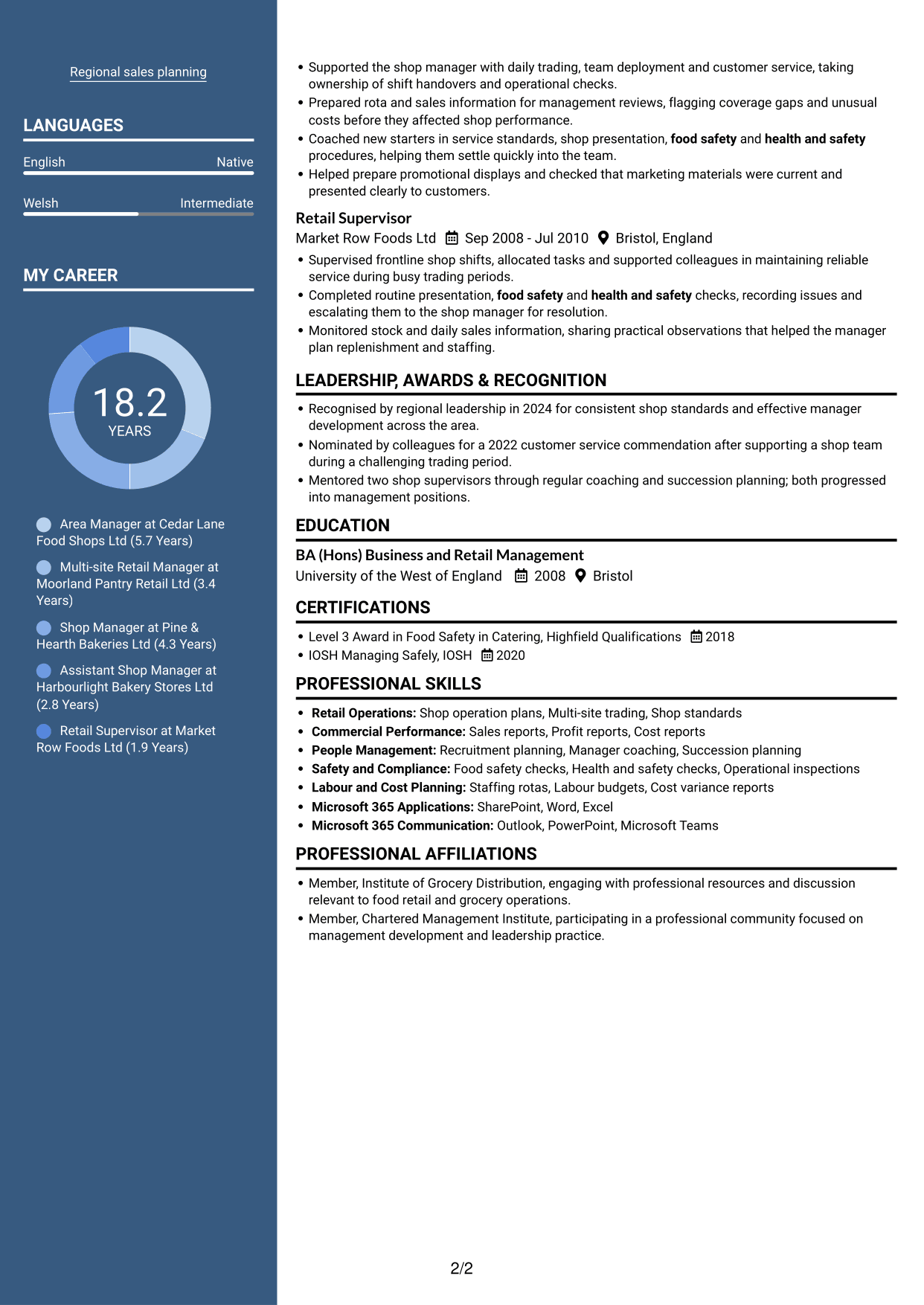 CV example — page 2