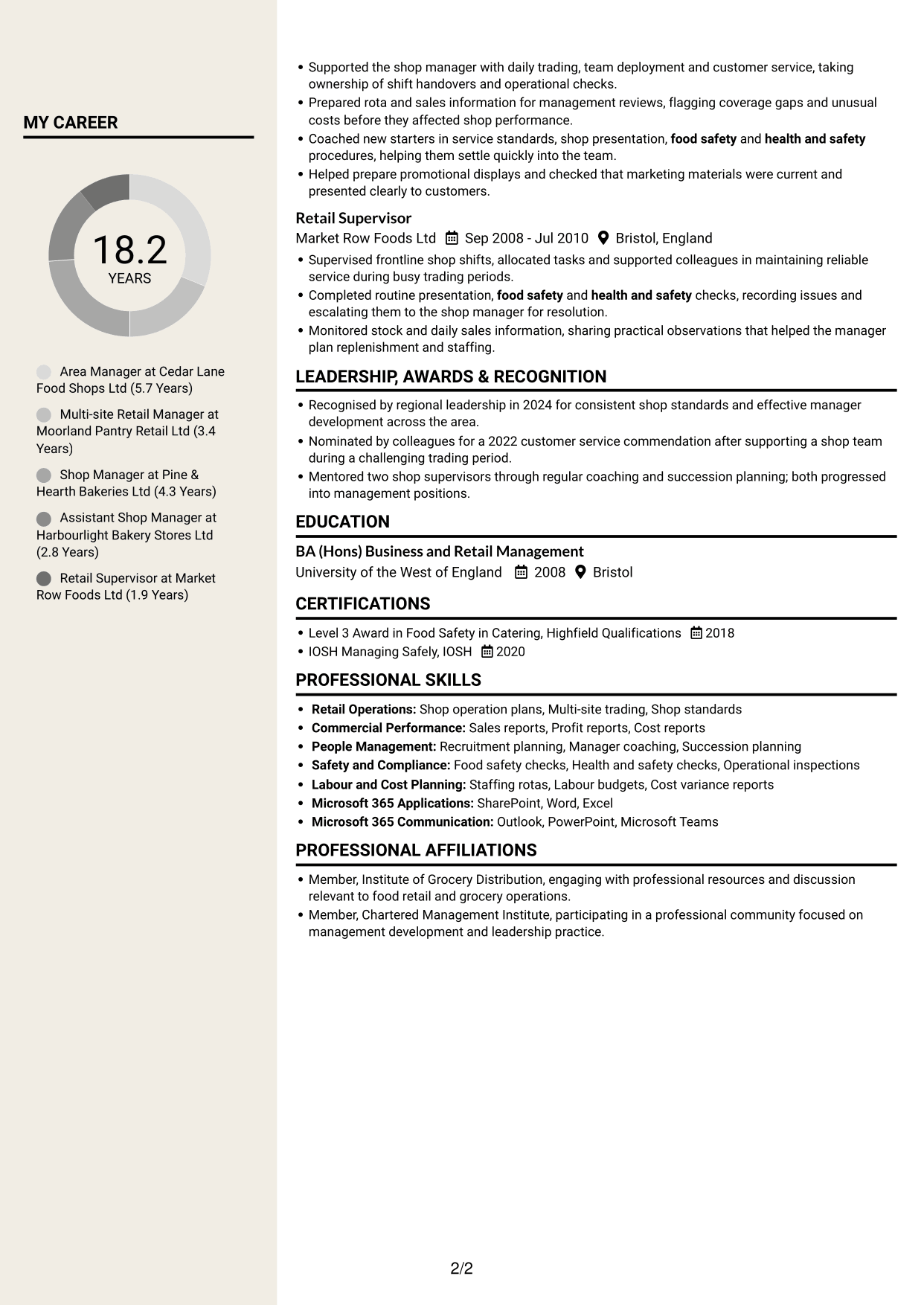 CV example — page 2