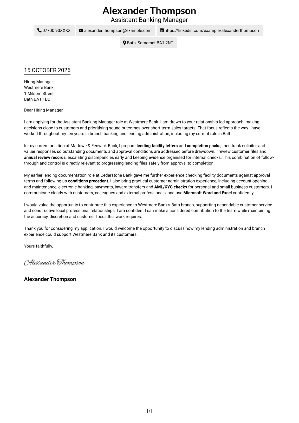 Cover letter example — page 1