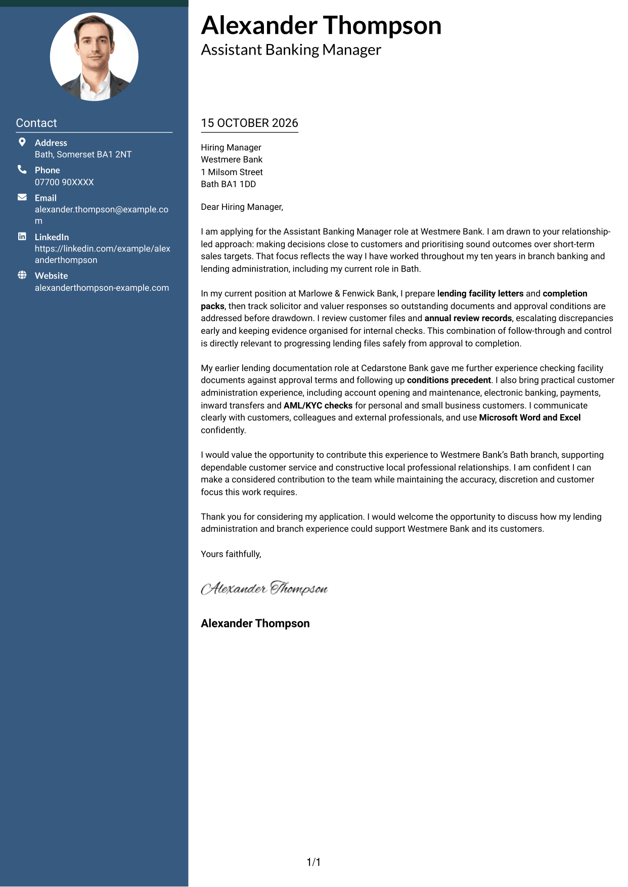 Cover letter example — page 1