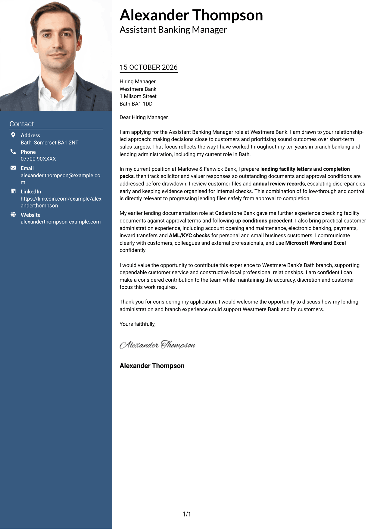 Cover letter example — page 1