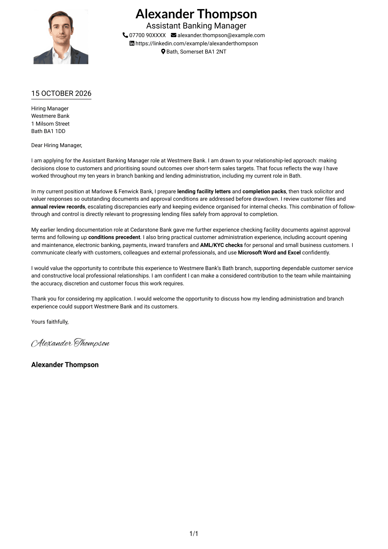Cover letter example — page 1