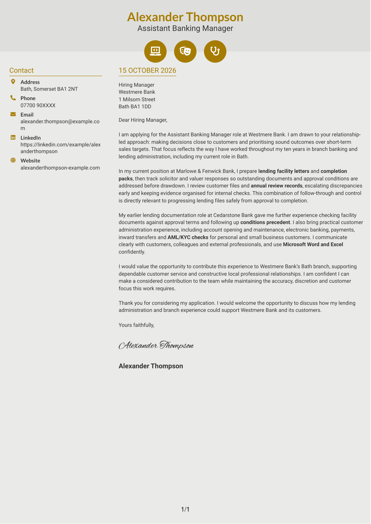 Cover letter example — page 1