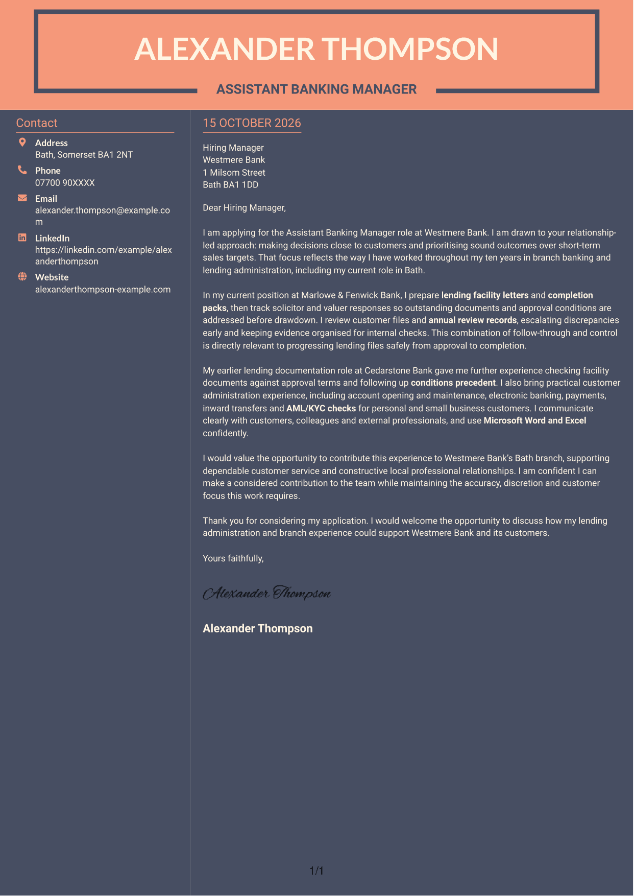 Cover letter example — page 1