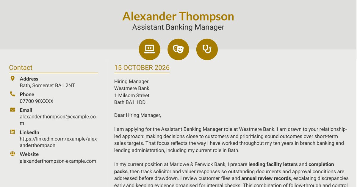 7 Assistant Banking Manager - Lending Administration Cover Letter Templates with Example