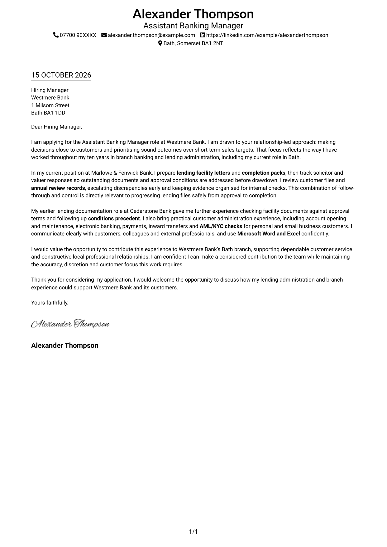 Cover letter example — page 1