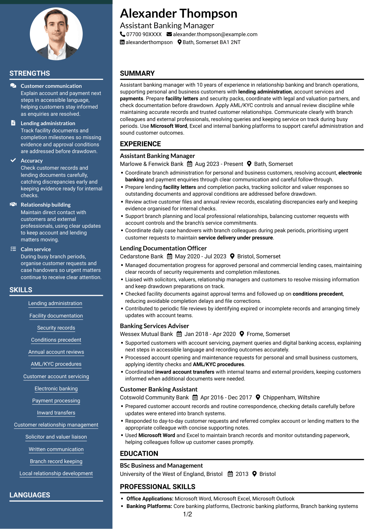CV example — page 1