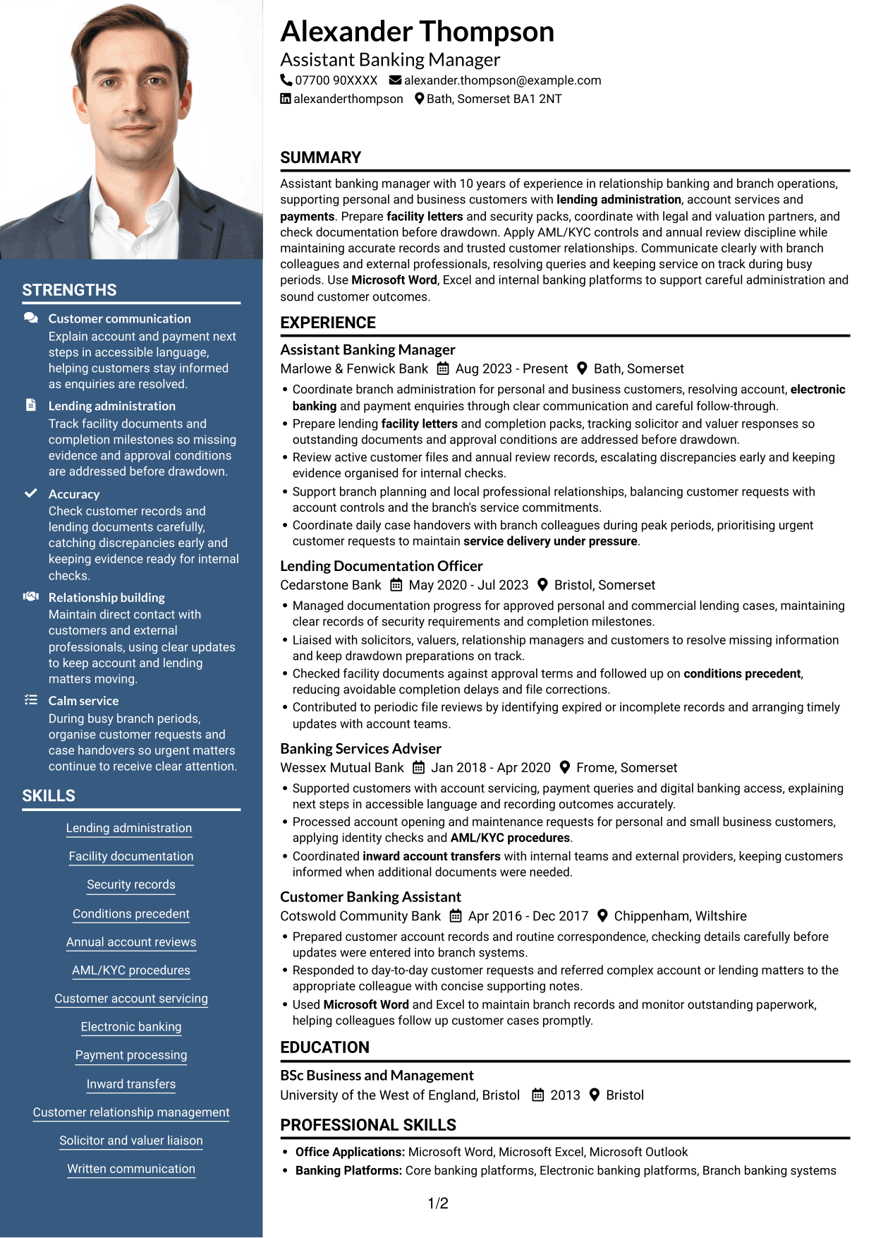CV example — page 1