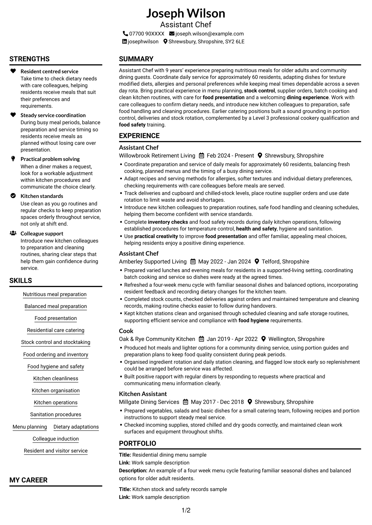 CV example — page 1