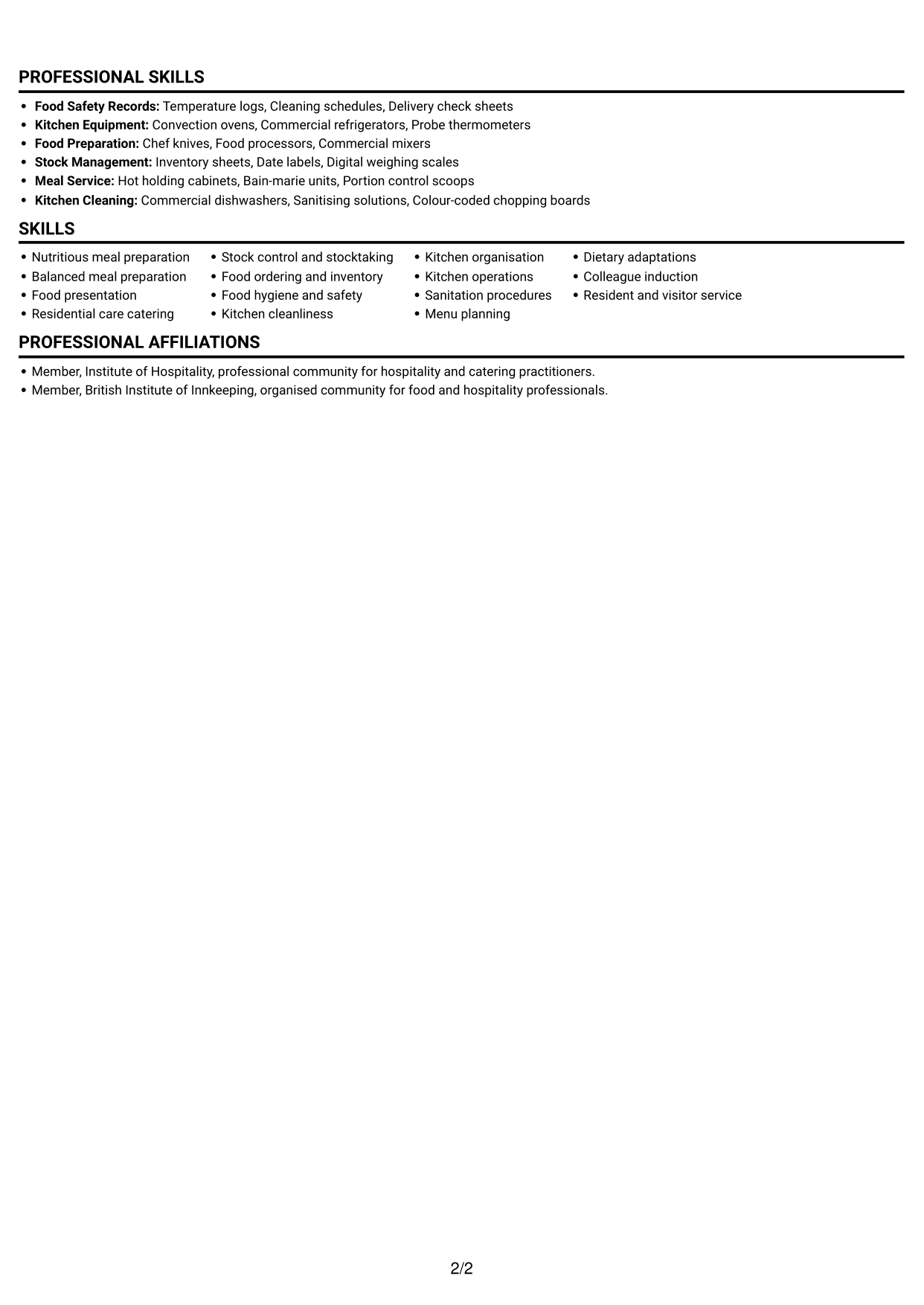 CV example — page 2