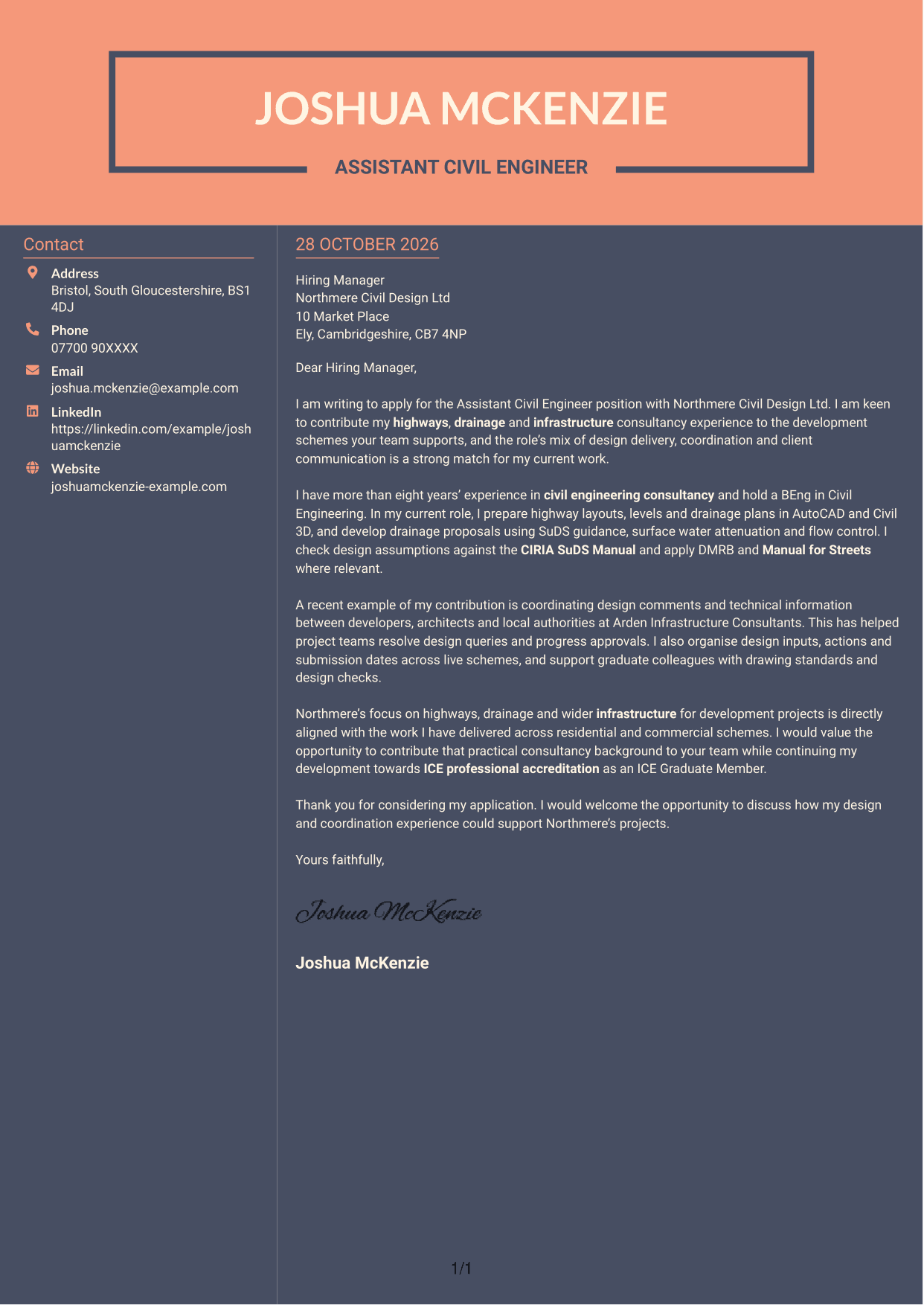 Cover letter example — page 1