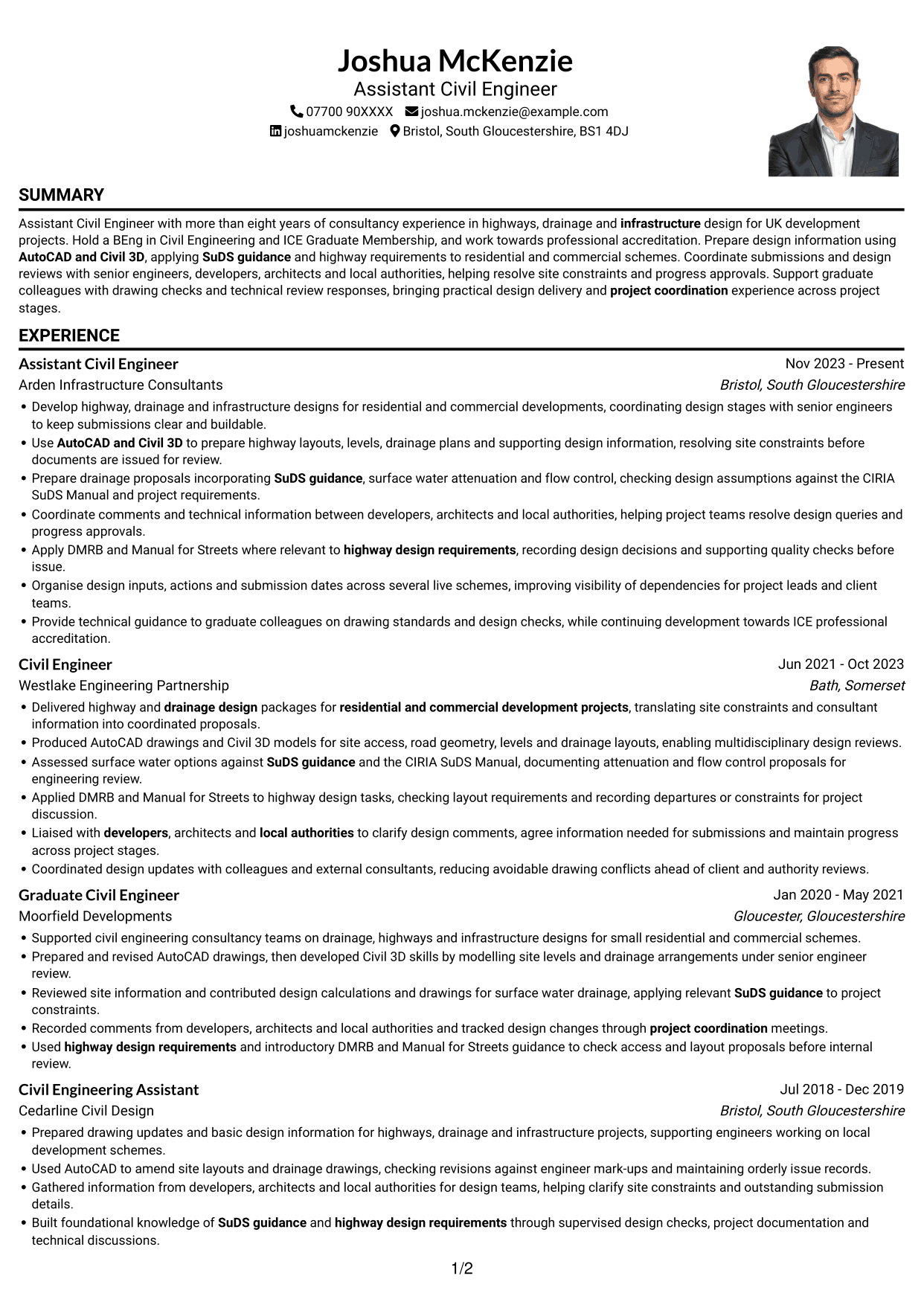 CV example — page 1