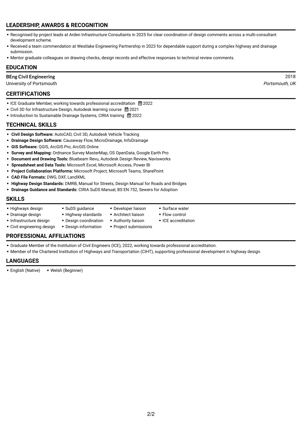 CV example — page 2
