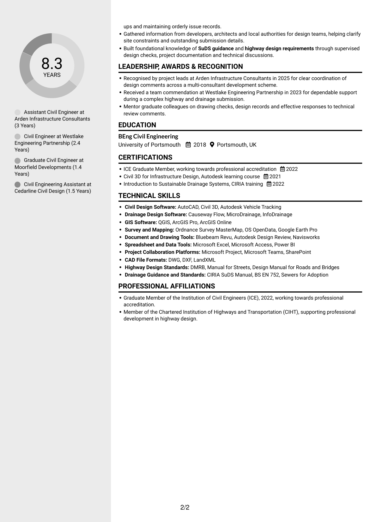 CV example — page 2