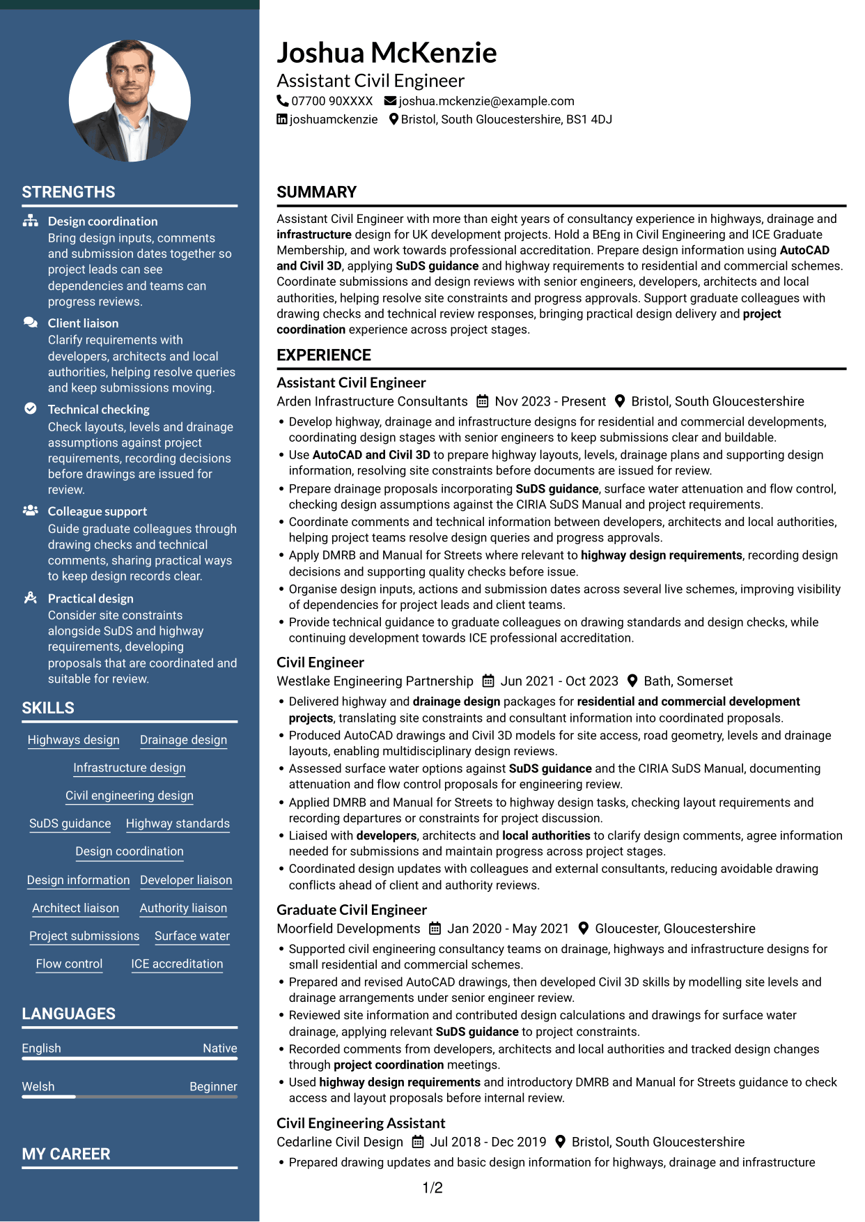 CV example — page 1