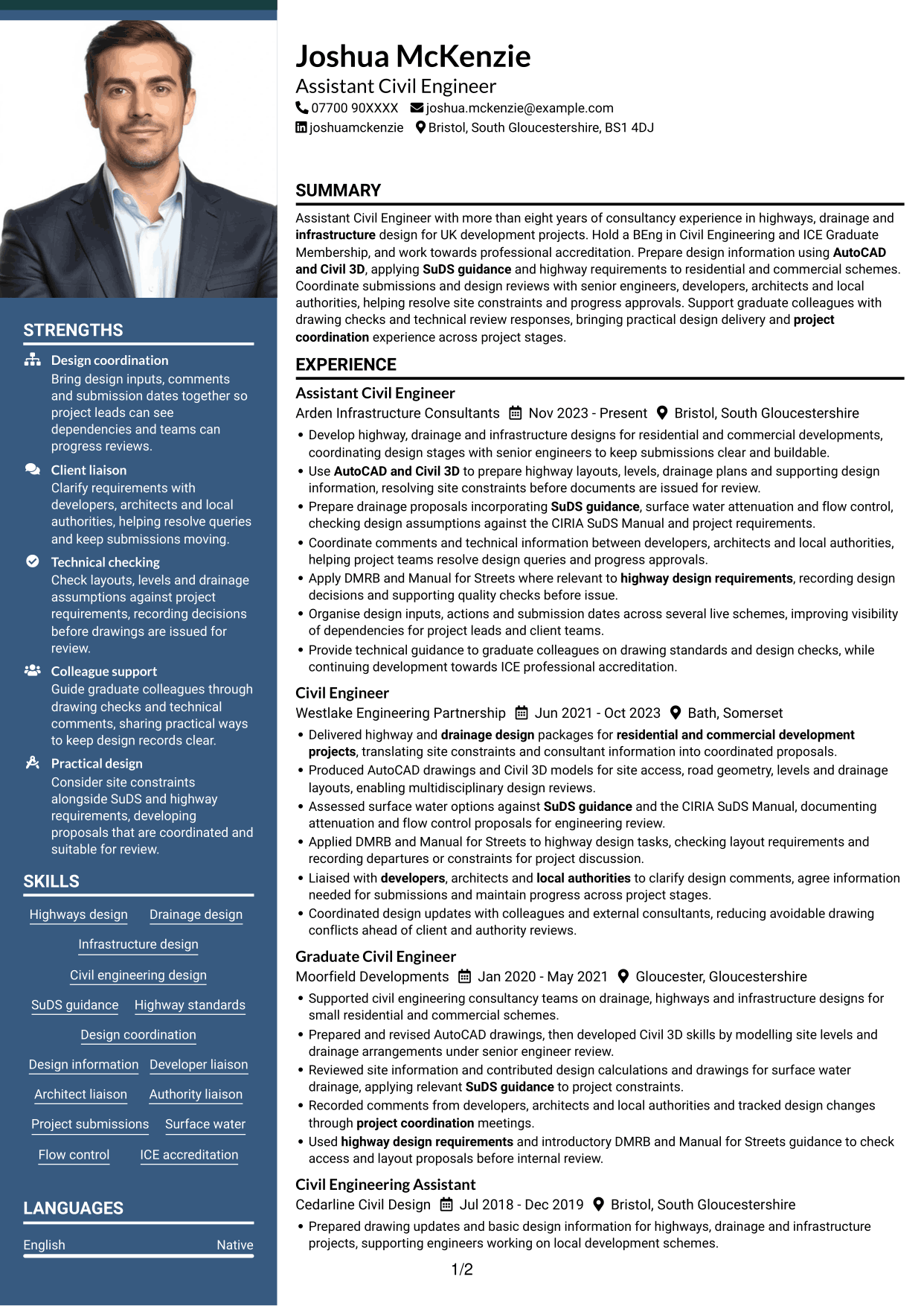 CV example — page 1