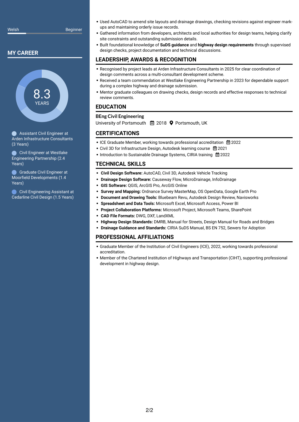 CV example — page 2