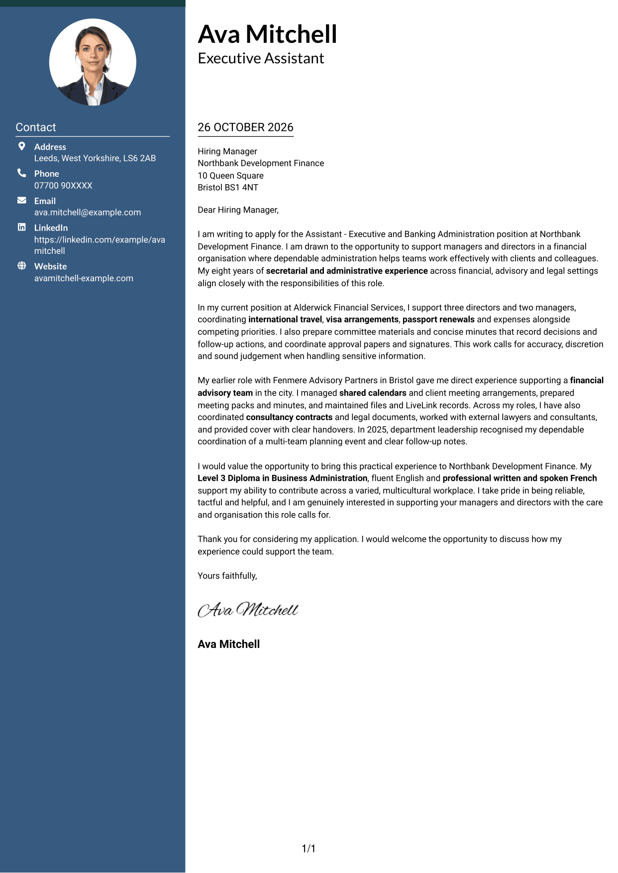 Cover letter example — page 1