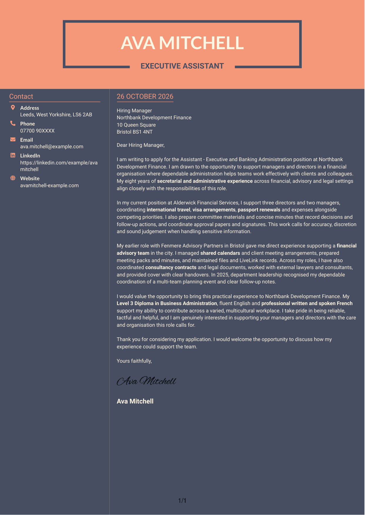 Cover letter example — page 1