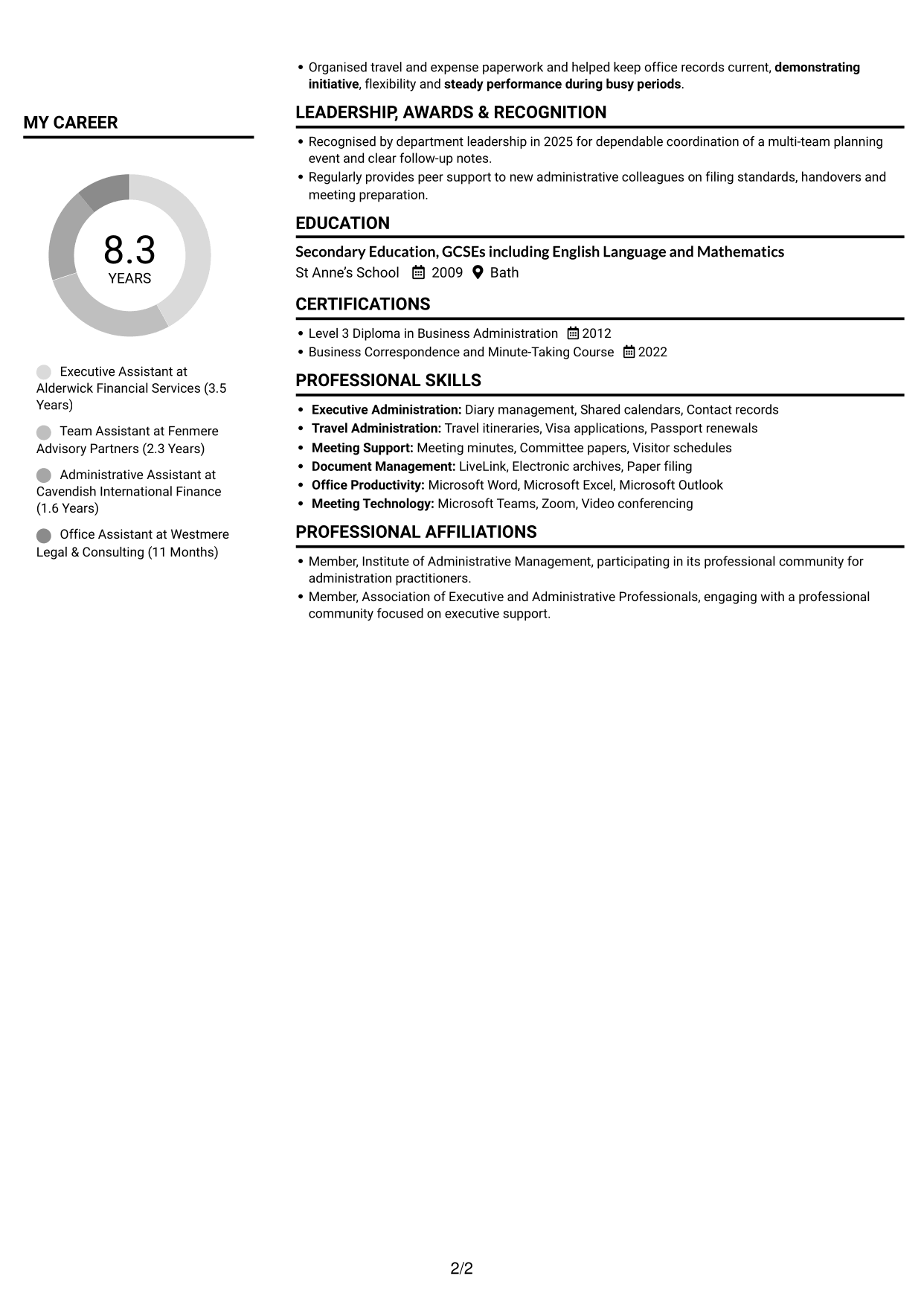 CV example — page 2