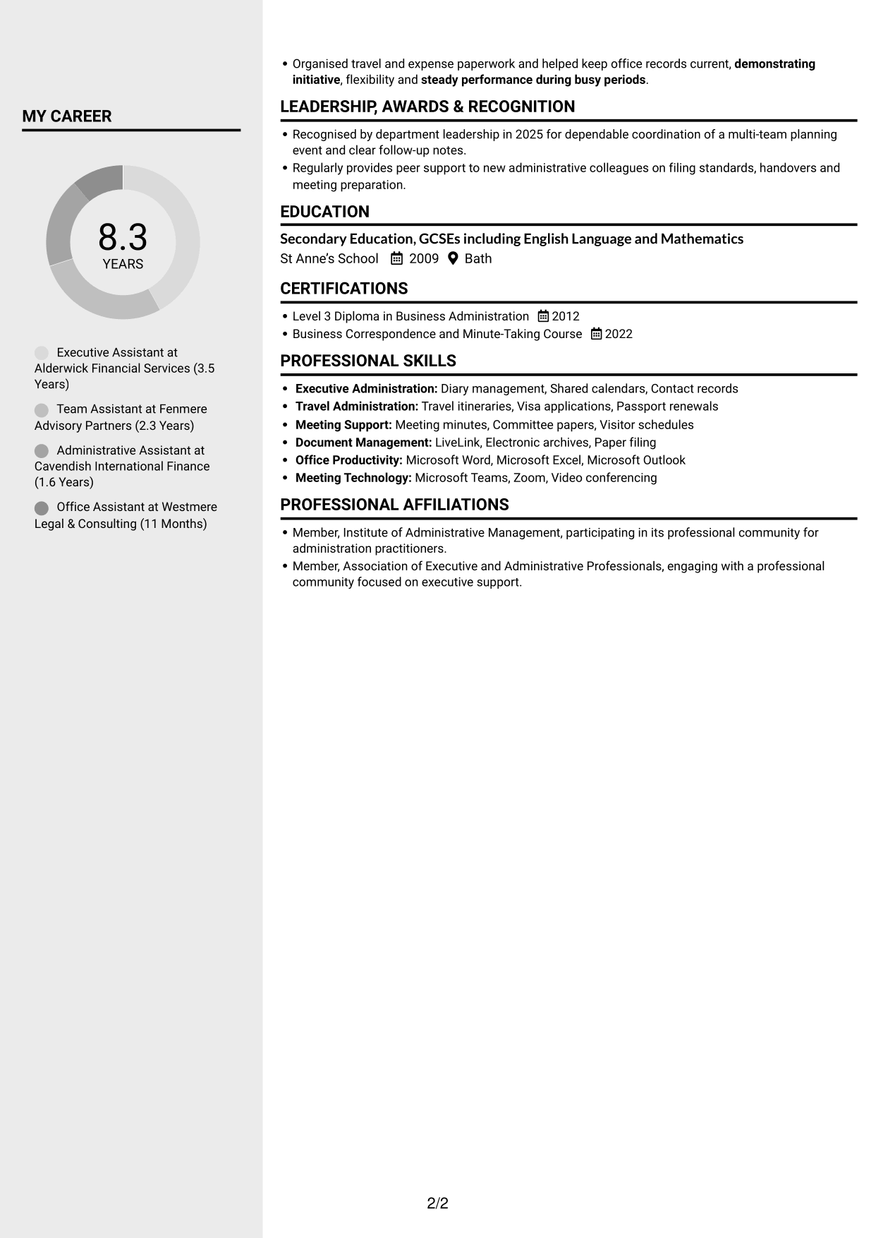 CV example — page 2