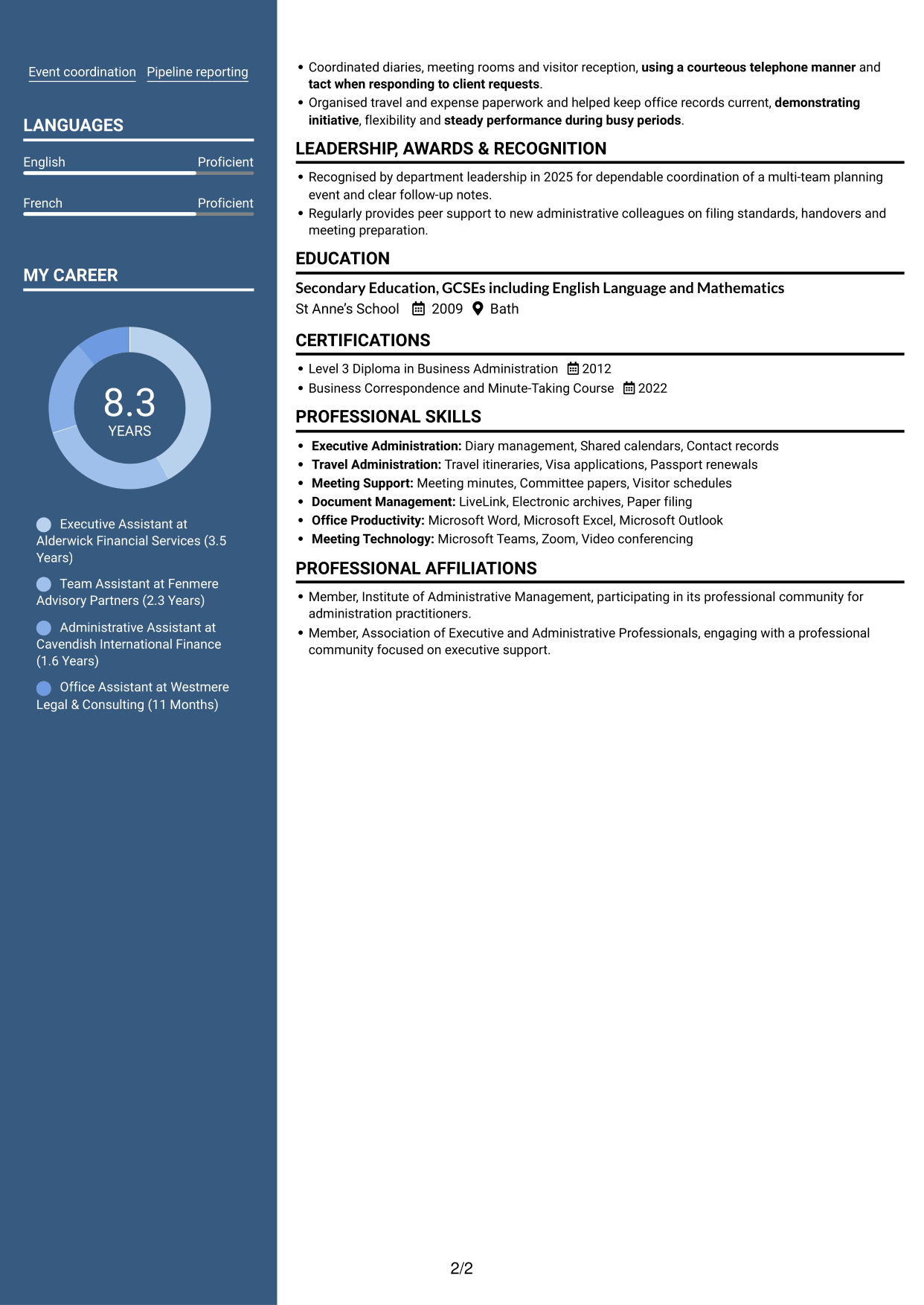 CV example — page 2