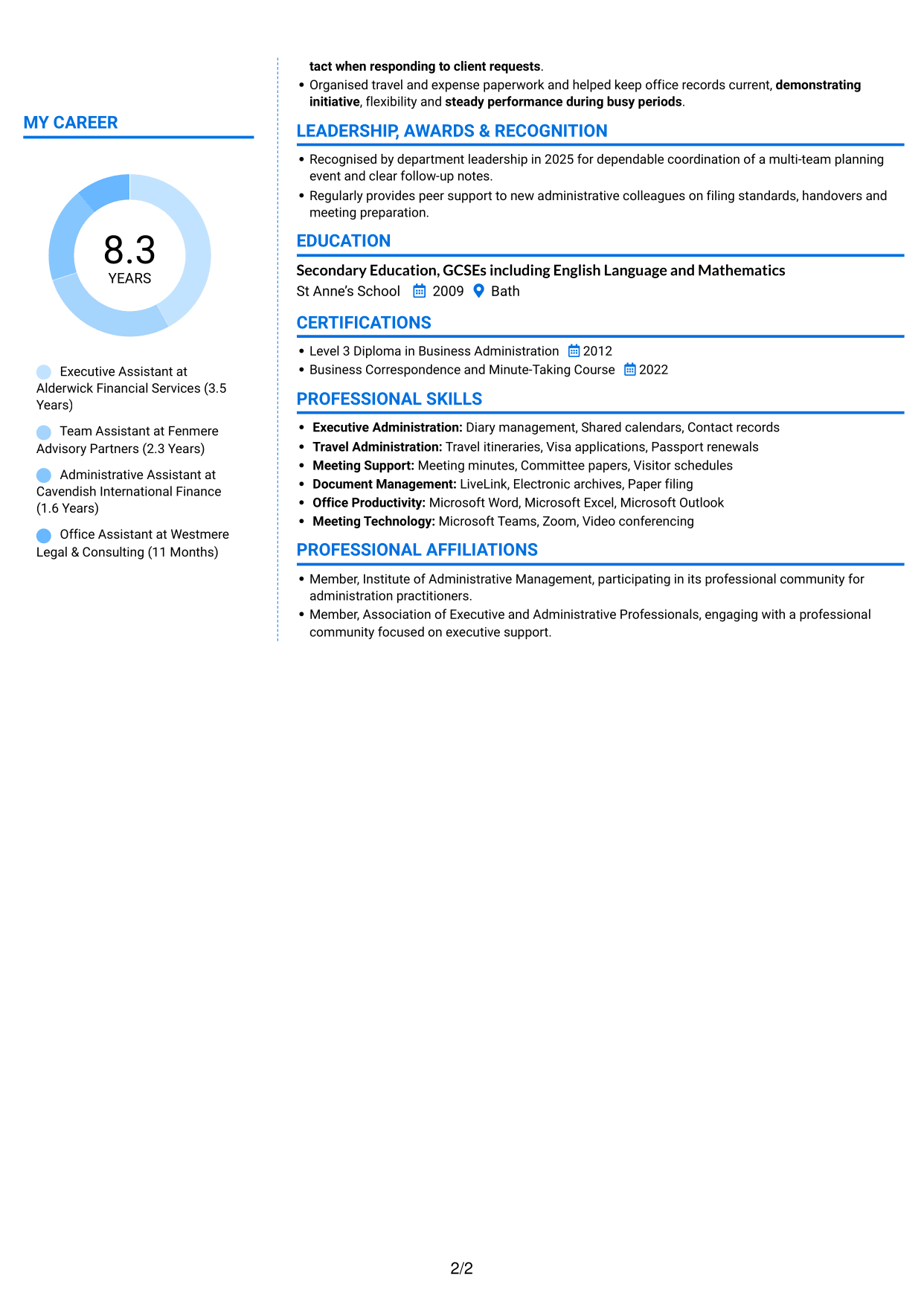 CV example — page 2
