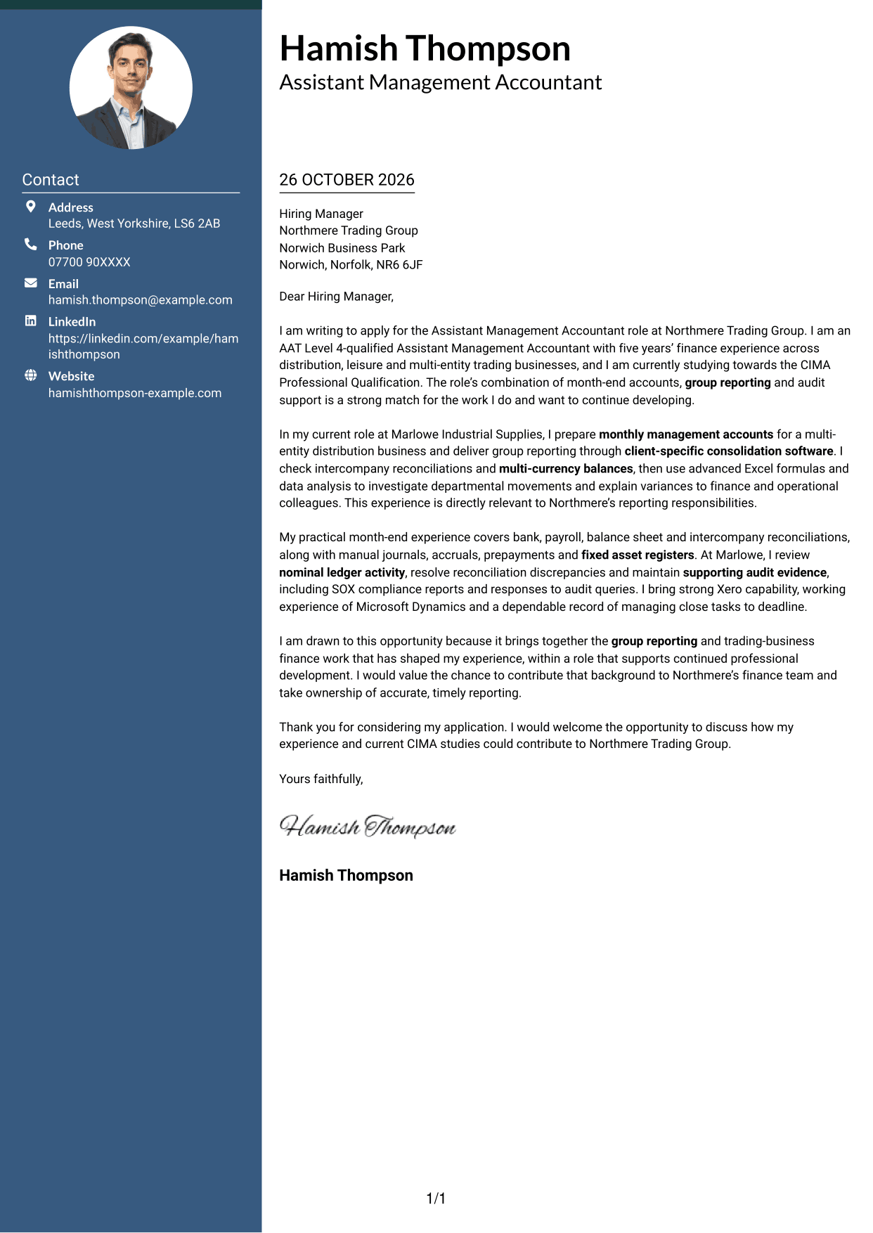 Cover letter example — page 1