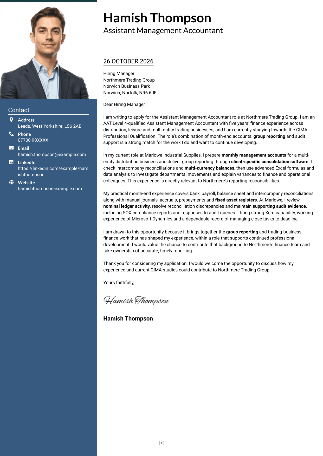 Cover letter example — page 1