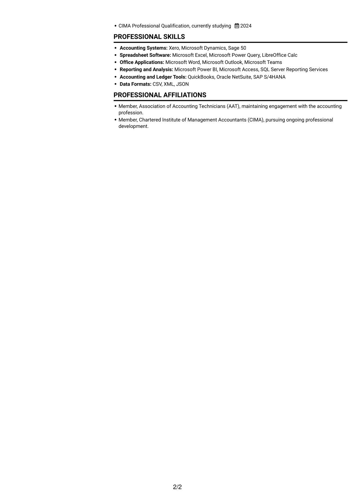 CV example — page 2
