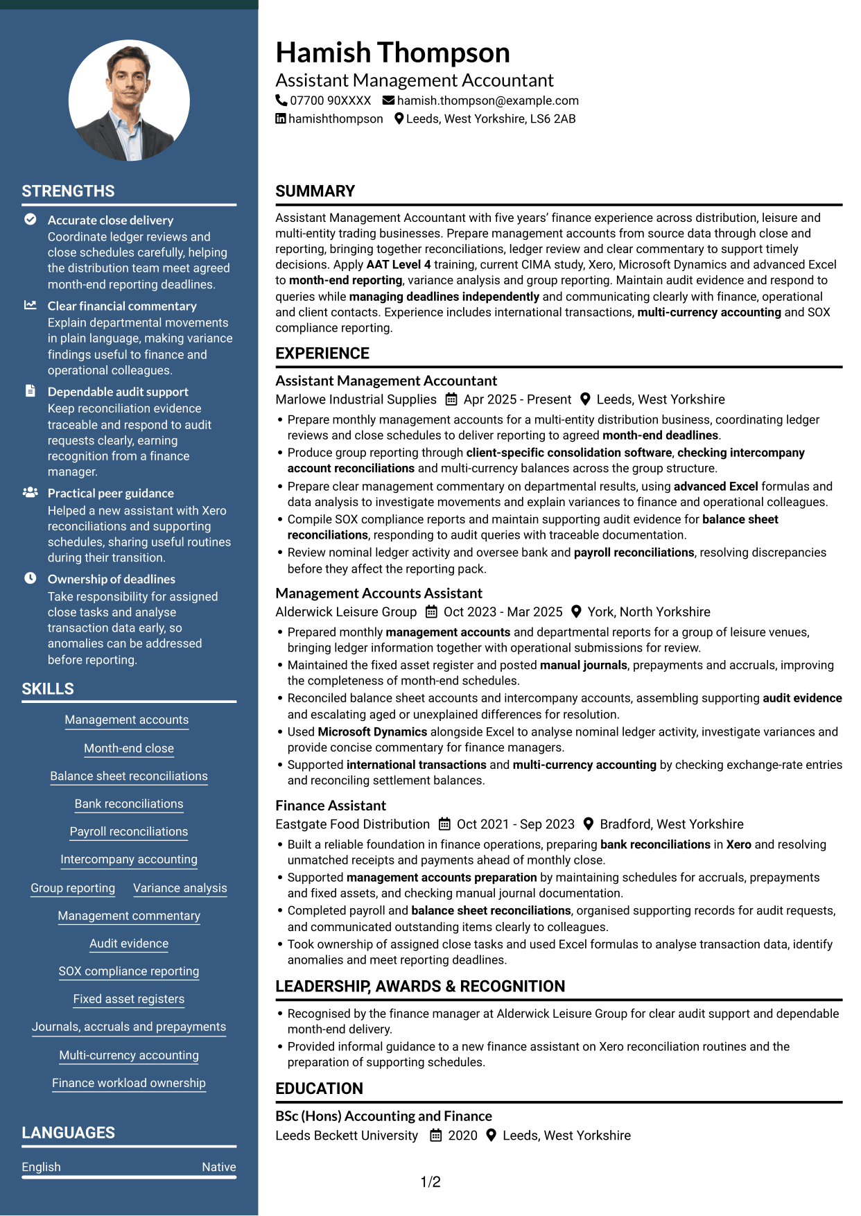 CV example — page 1