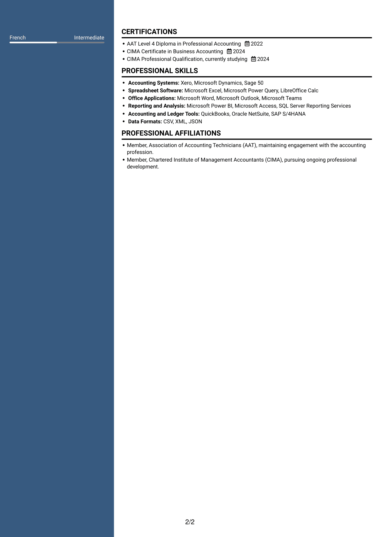 CV example — page 2