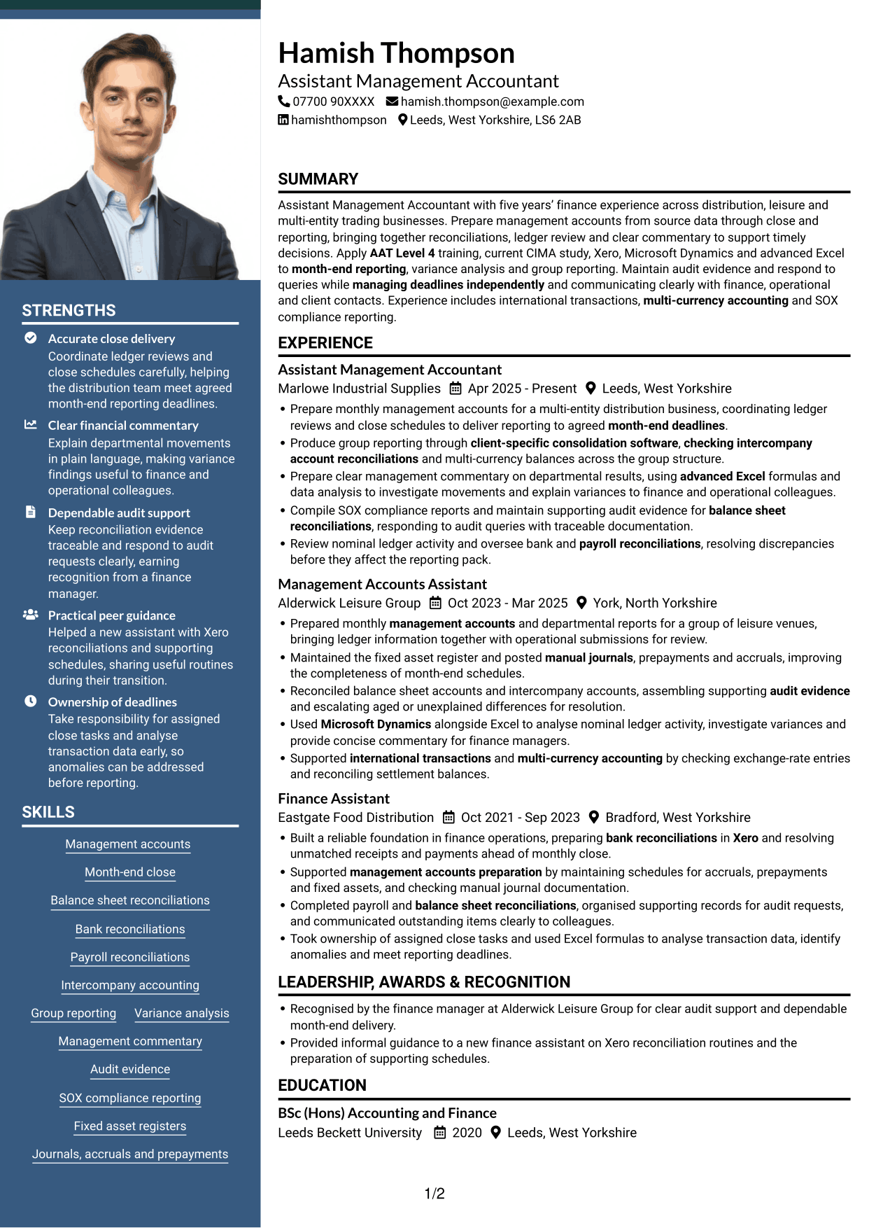 CV example — page 1